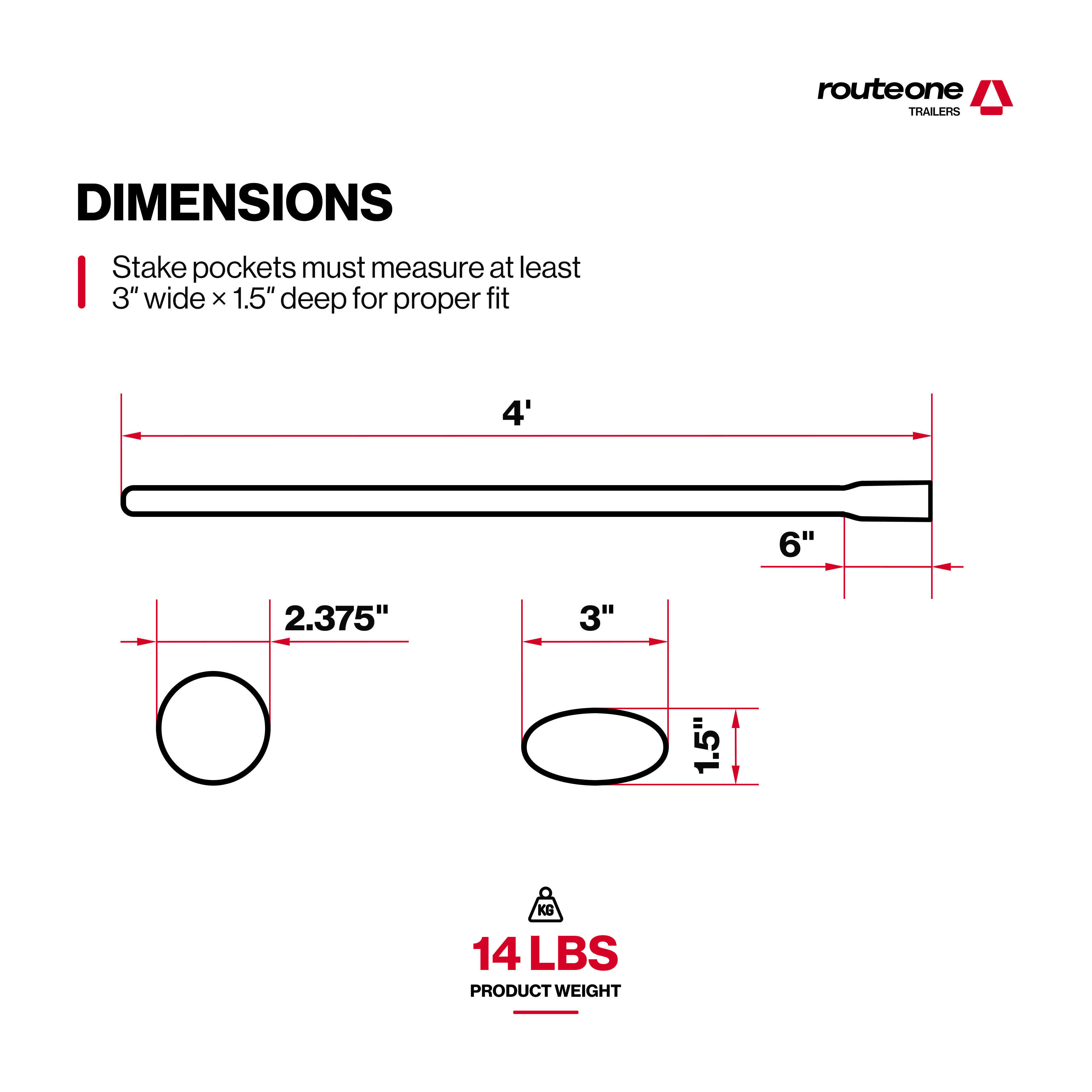 4 ft Steel Pipe Stake Route One Trailers