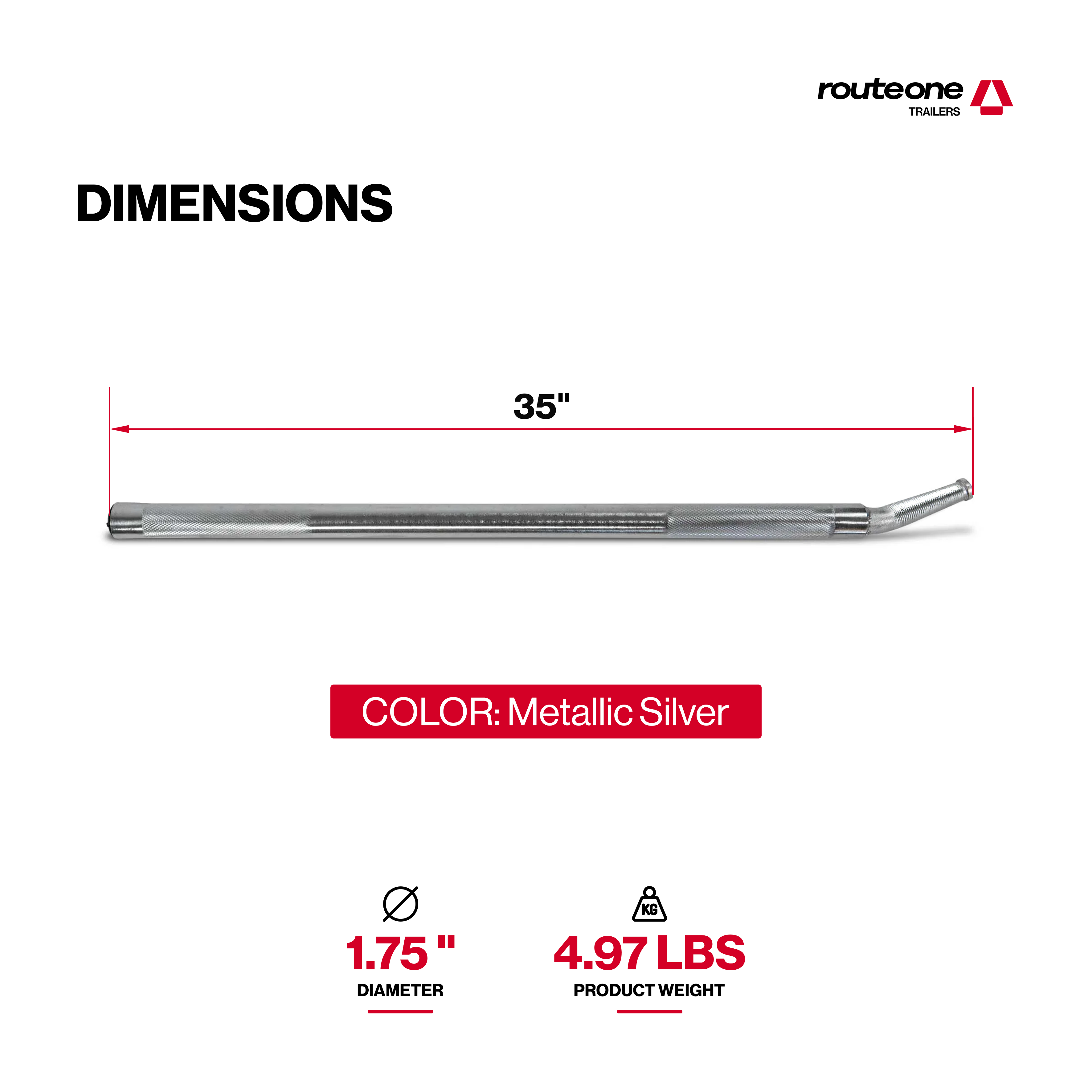 35" Chrome Standard Winch Bar Route One Trailers