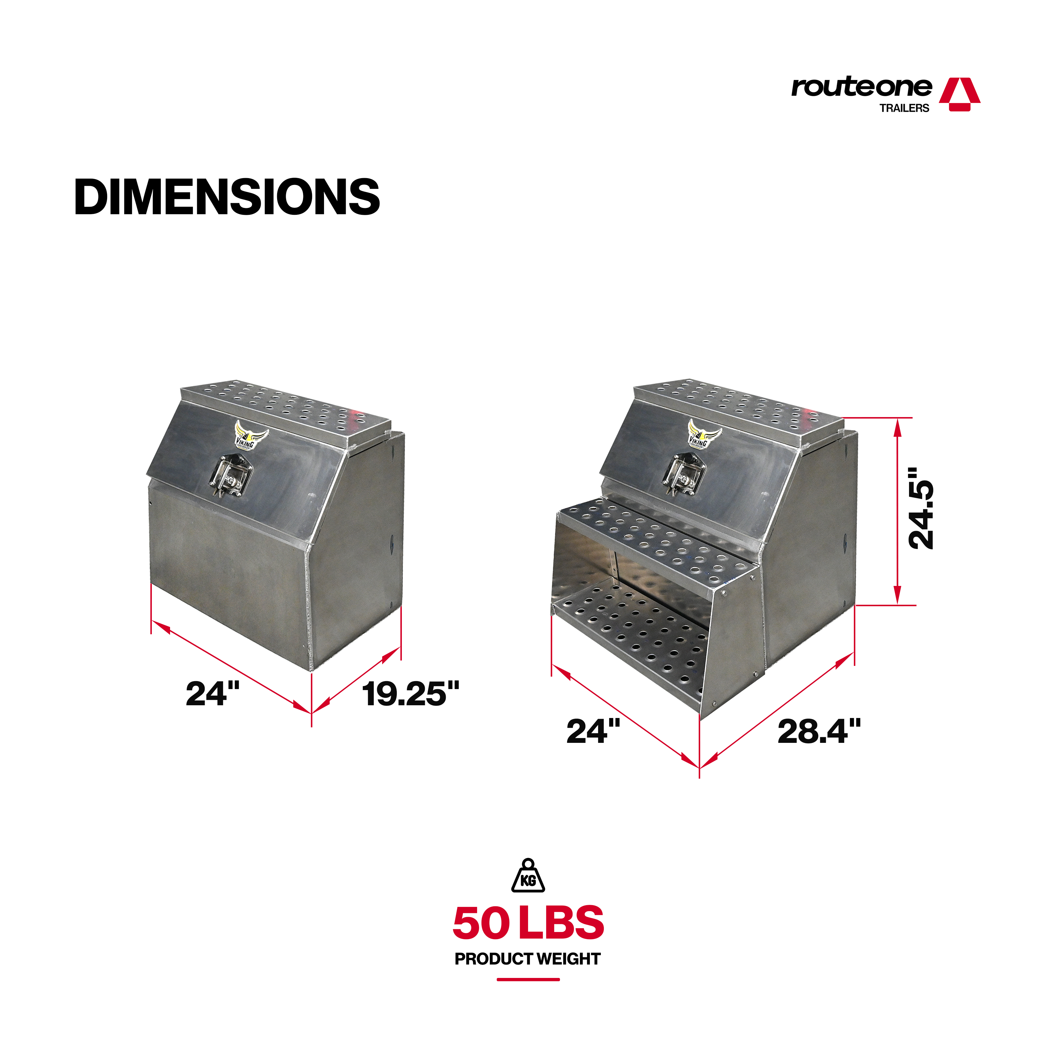 Viking Aluminum Step Box 24.5" X 28.4" X 24" Route One Trailers