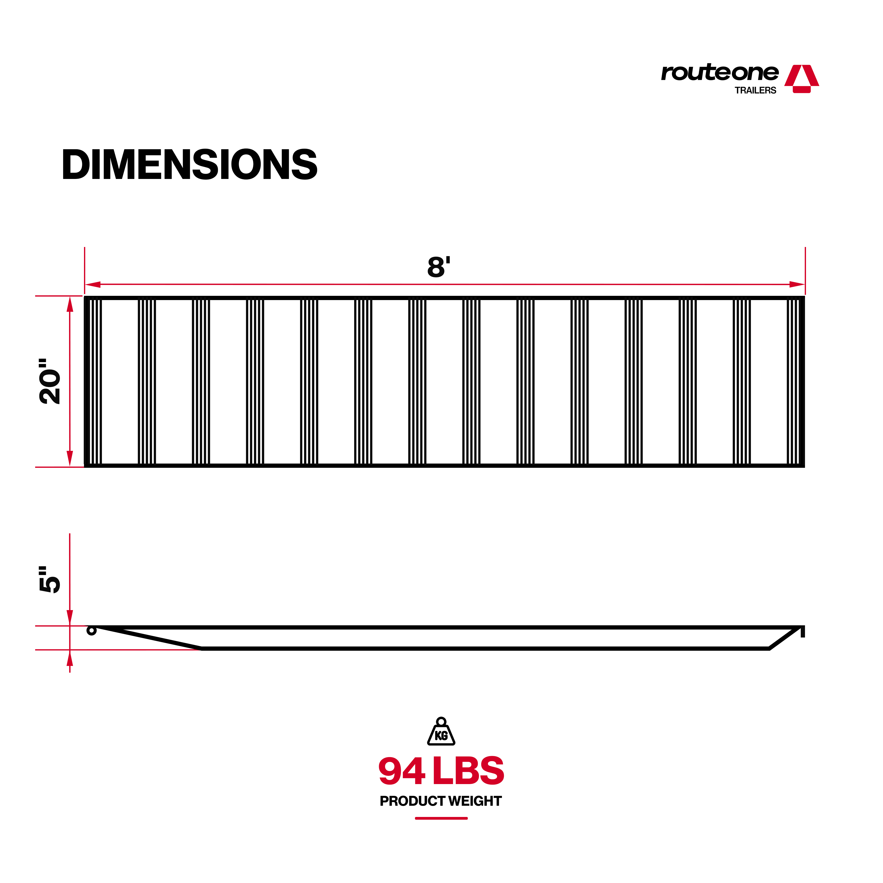 HD Single Ramp 8' L x 20" W for Step Deck