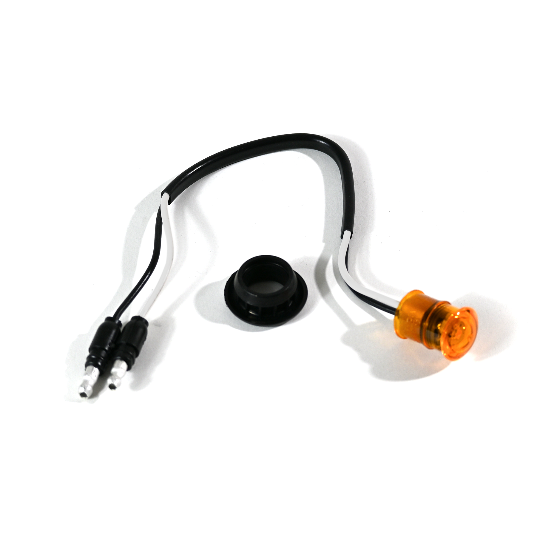 Marker Clearance Light, Yellow Round, 1 Diode, Black Rubber Grommet Mount Route One Trailers