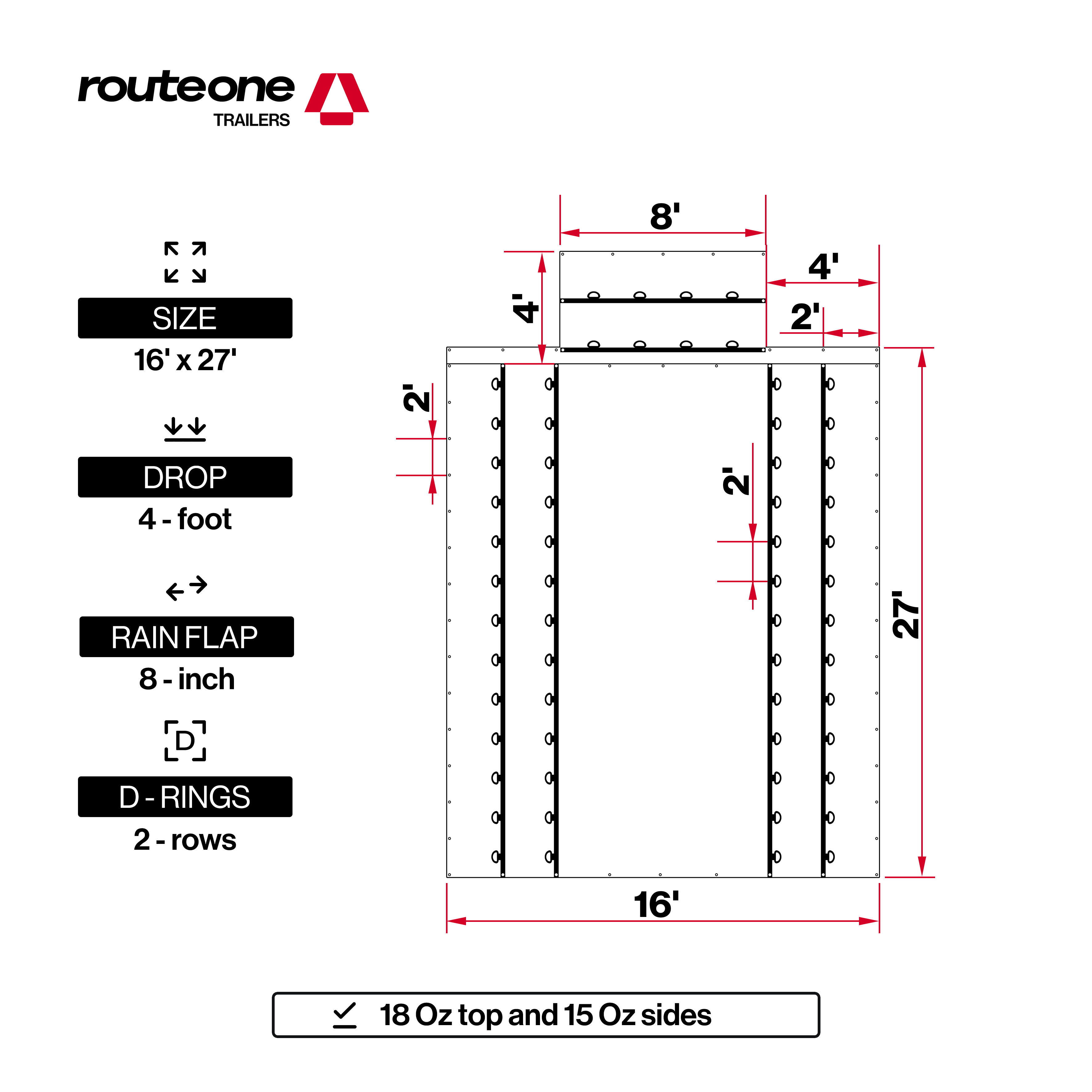Lumber Tarp Super Vinyl (4' Drop) 16' x 27' with Flap
