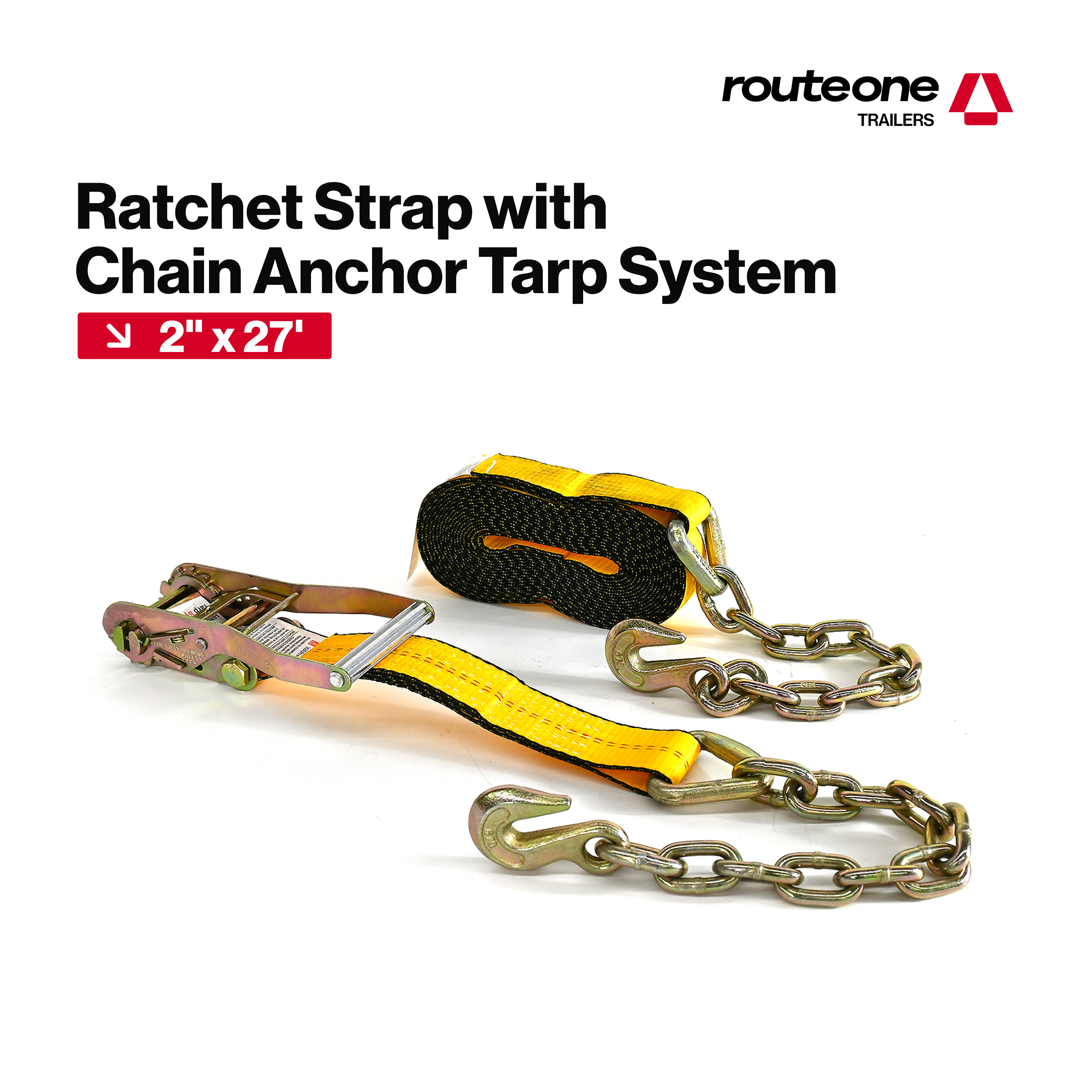 2" x 27' Ratchet Strap w Chain Anchor Tarp System