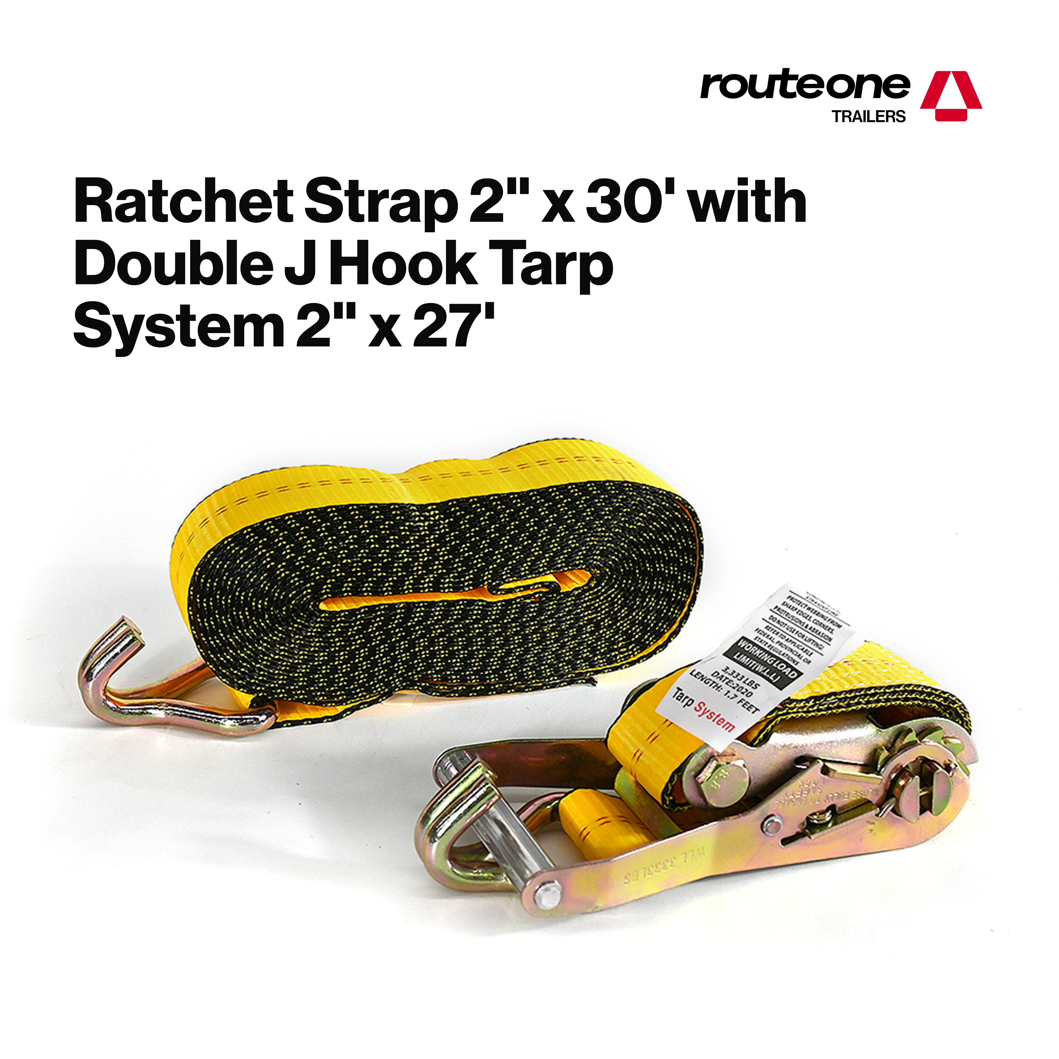 2" x 30' Ratchet Strap w Double J Hook Tarp System (2" x 27')