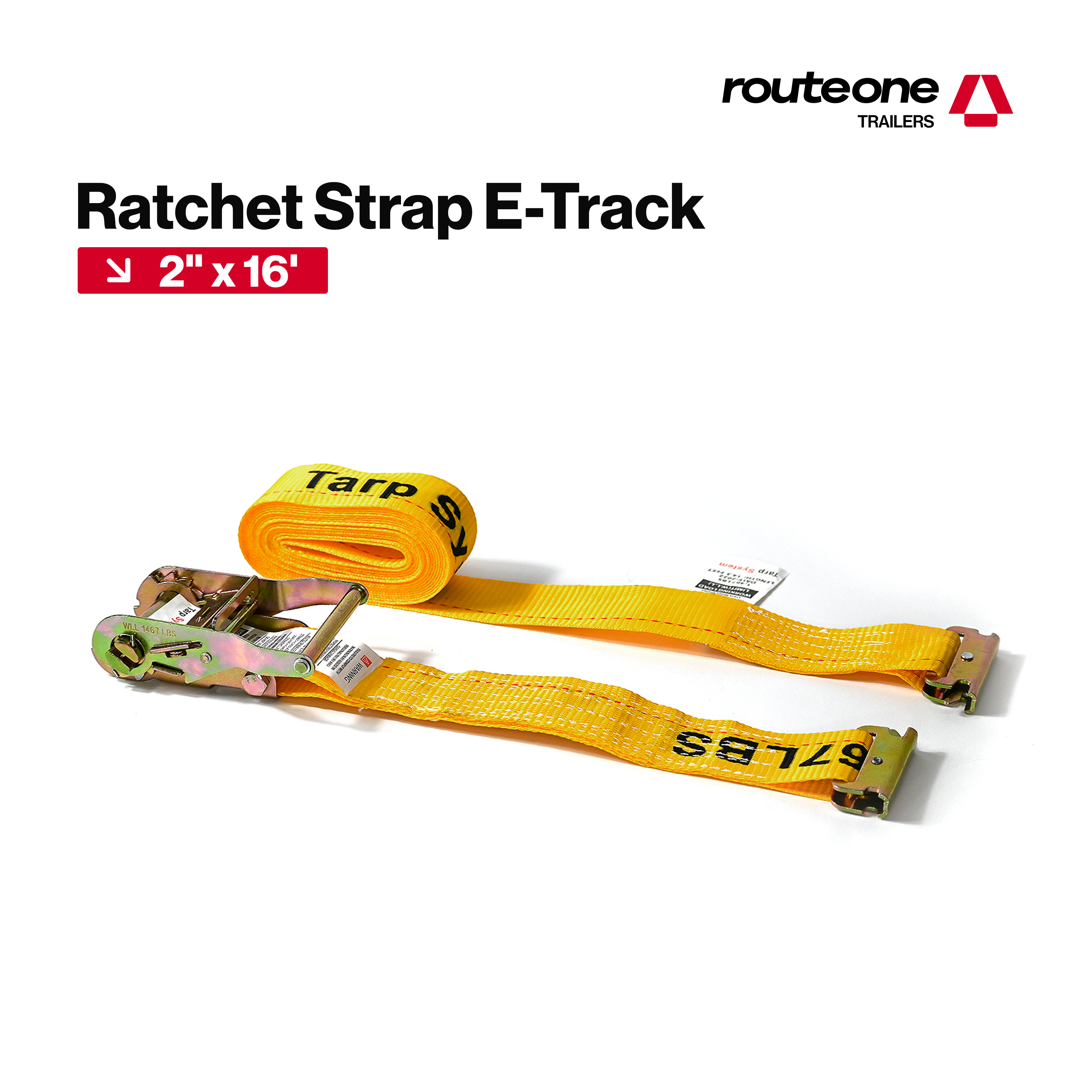 2” x 16’ Ratchet Strap for E-Track Systems | Cargo Tie Down Route One Trailers