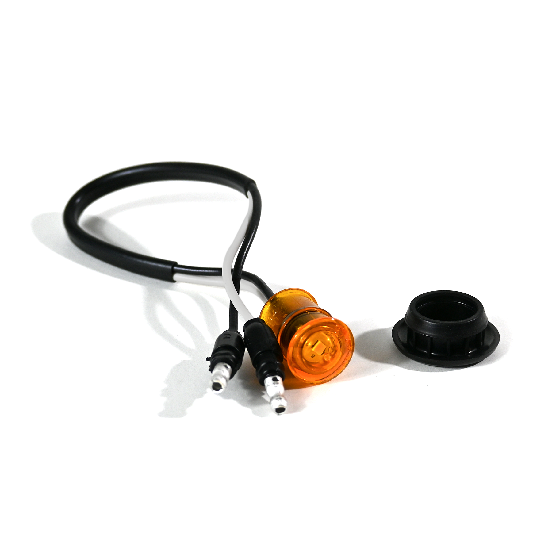 Marker Clearance Light, Yellow Round, 1 Diode, Black Rubber Grommet Mount Route One Trailers