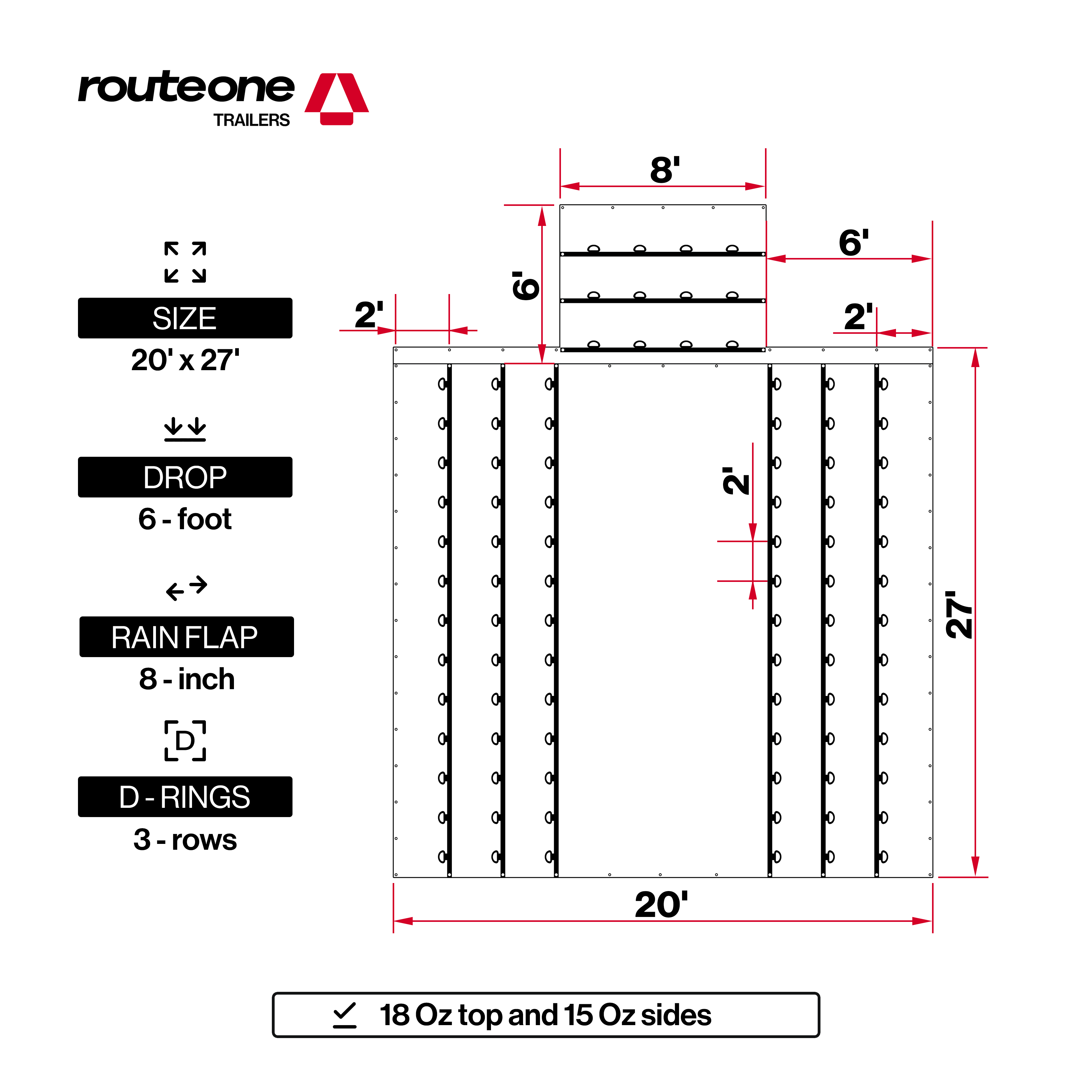Lumber Tarp Super Vinyl (6' Drop) 20' x 27' with Flap