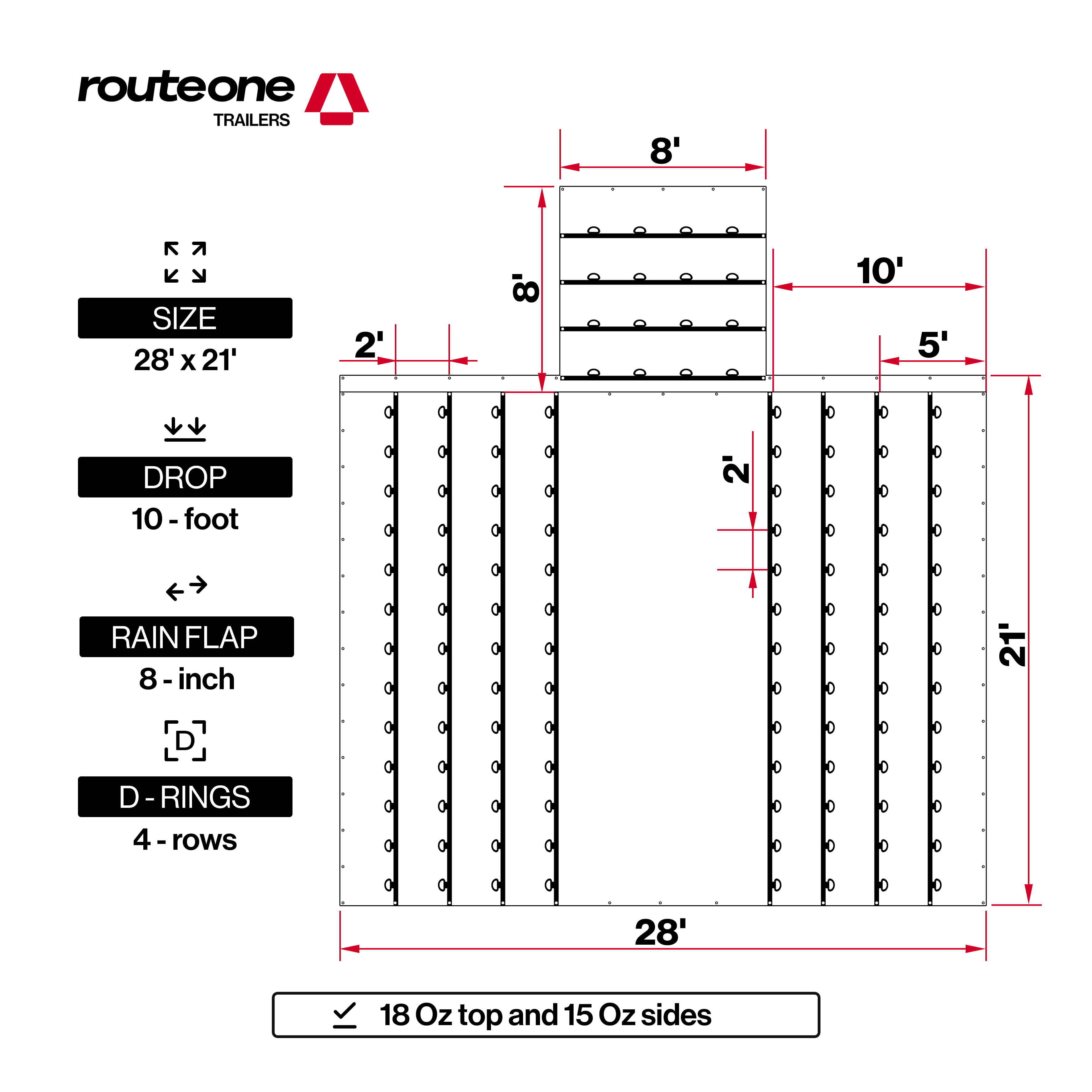 Lumber Tarp Super Vinyl (10' Drop) 21' x 28' With Flap