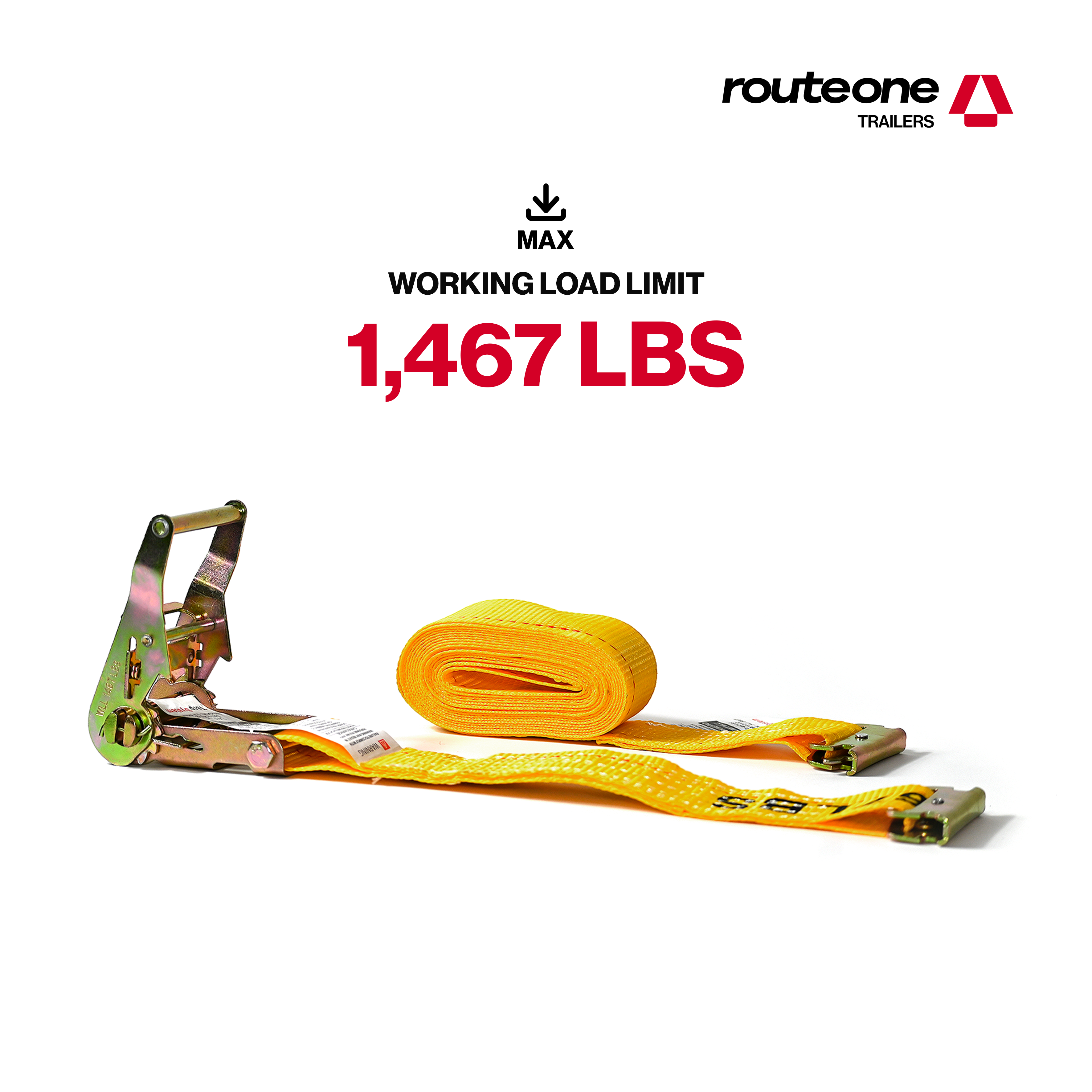 2” x 16’ Ratchet Strap for E-Track Systems | Cargo Tie Down Route One Trailers