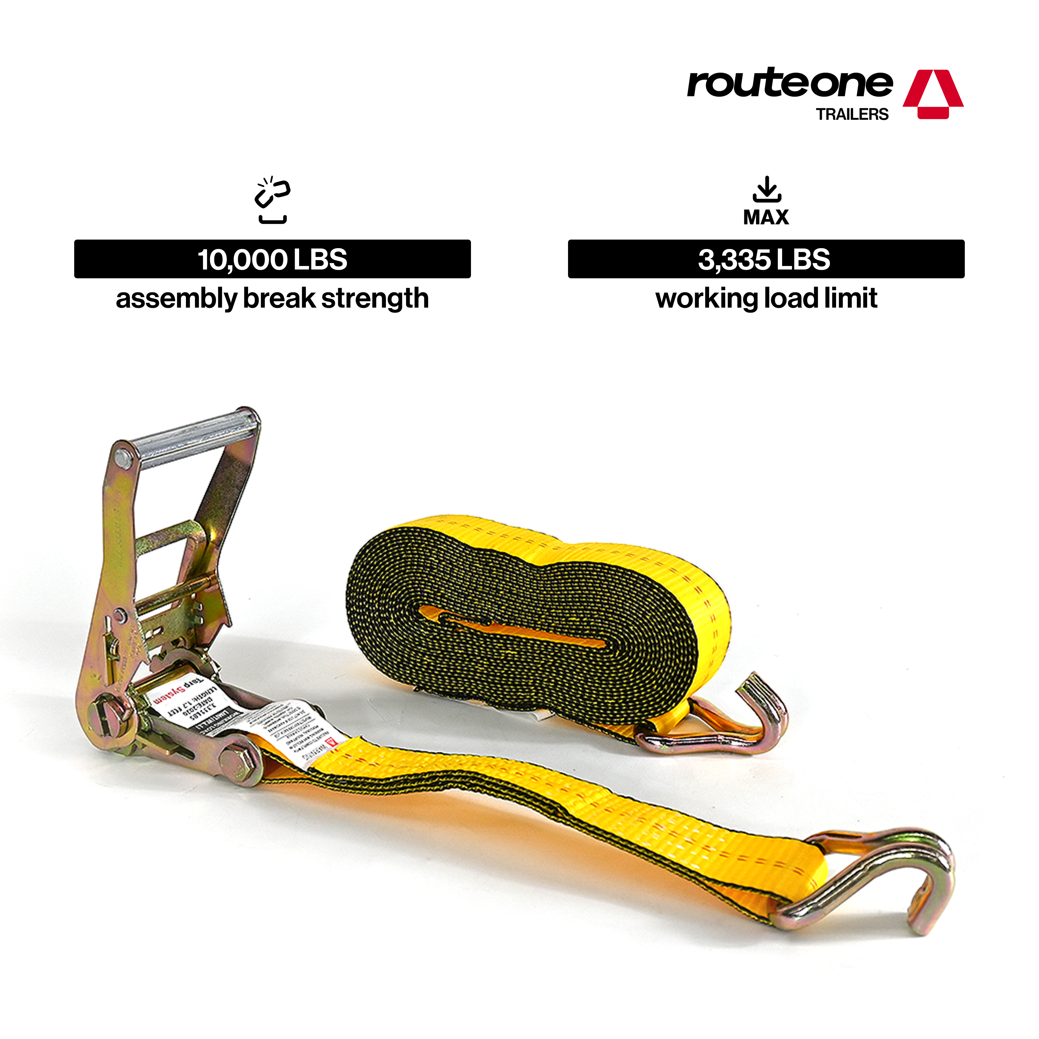 2" x 30' Ratchet Strap w Double J Hook Tarp System (2" x 27') Route One Trailers