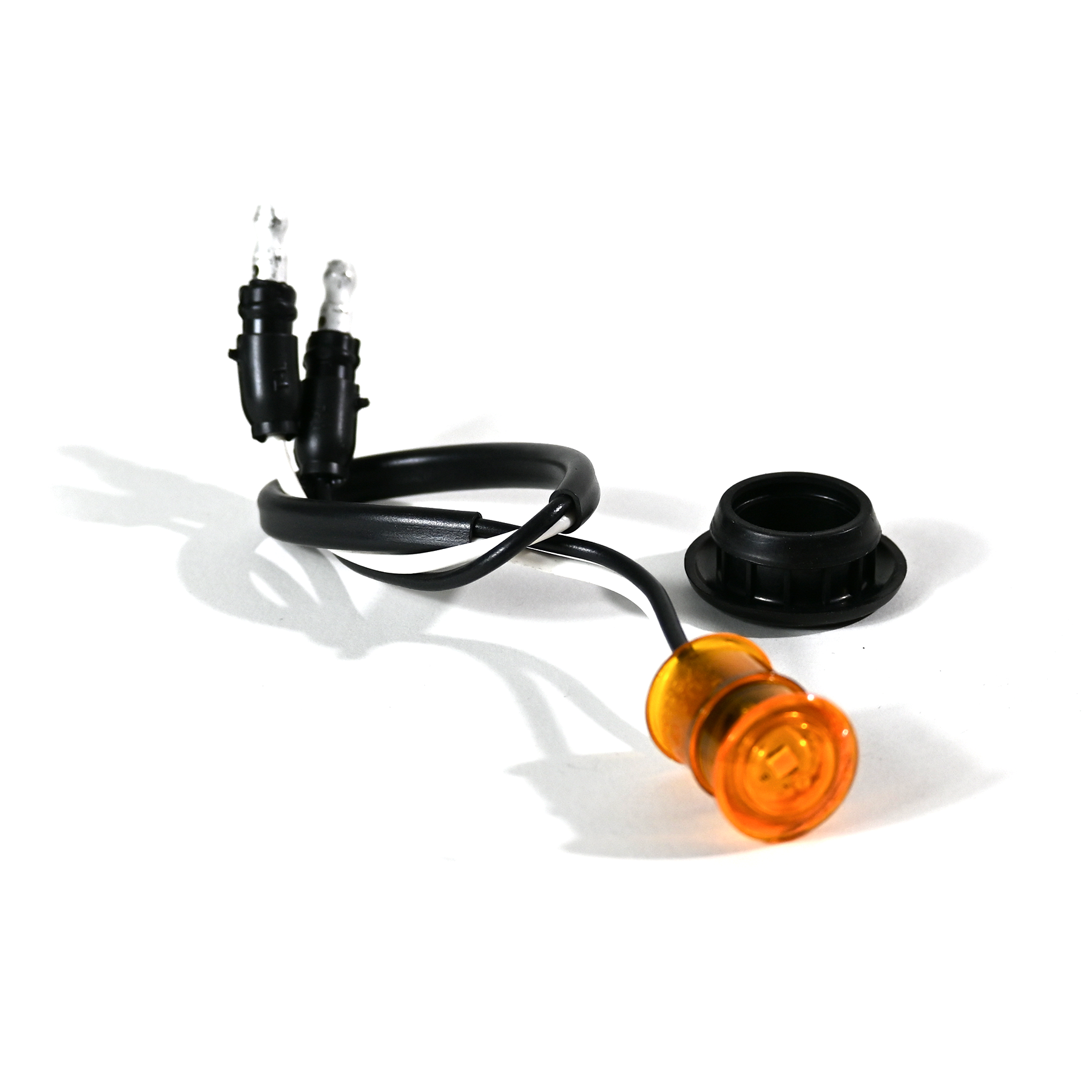 Marker Clearance Light, Yellow Round, 1 Diode, Black Rubber Grommet Mount Route One Trailers