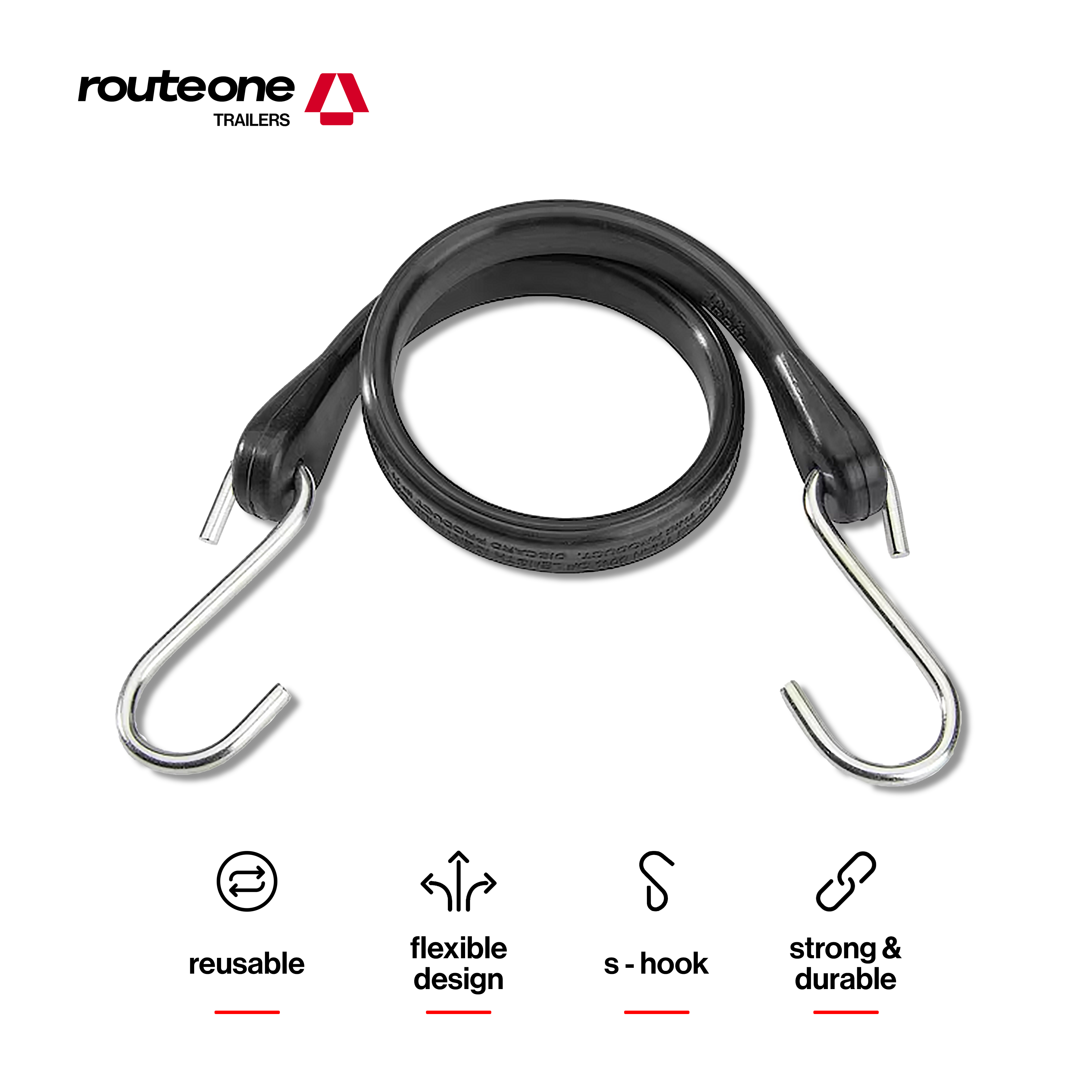 31" Bungee Cords w crimped hook / Box of 50 Route One Trailers
