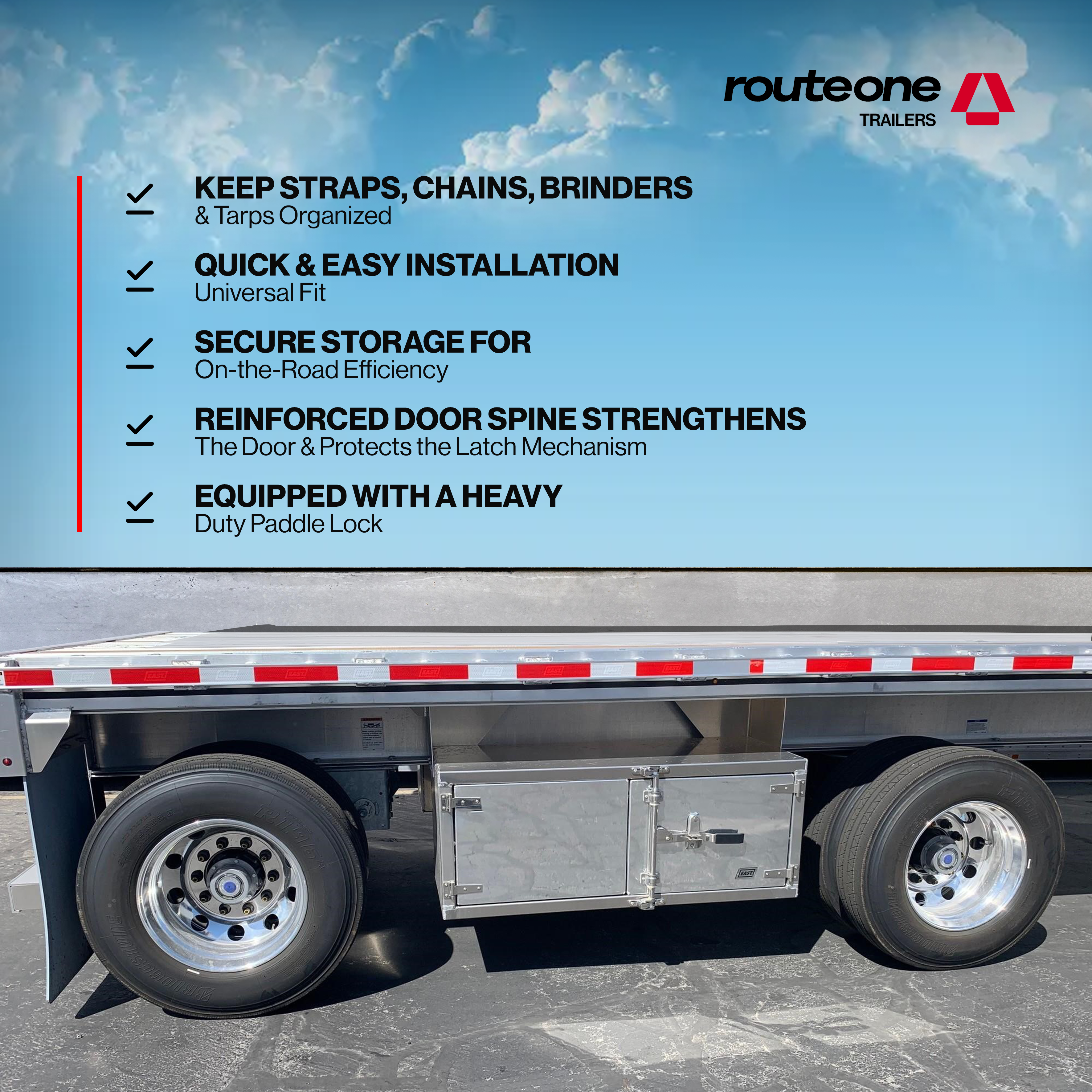 24" x 24" x 60" Cam Lock ToolBox Route One Trailers