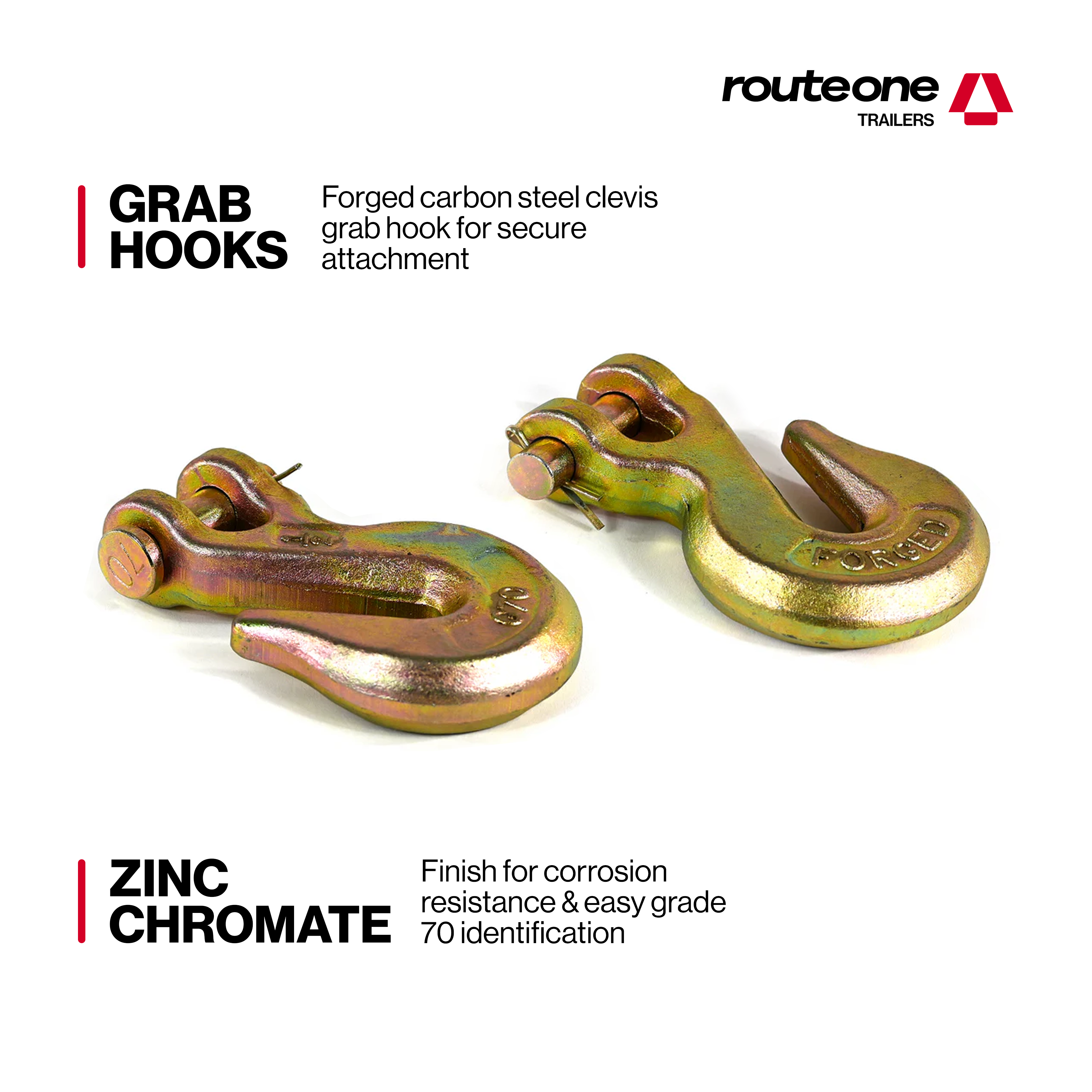 1/2” G70 Grab Hook – 11,300 lb WLL Route One Trailers