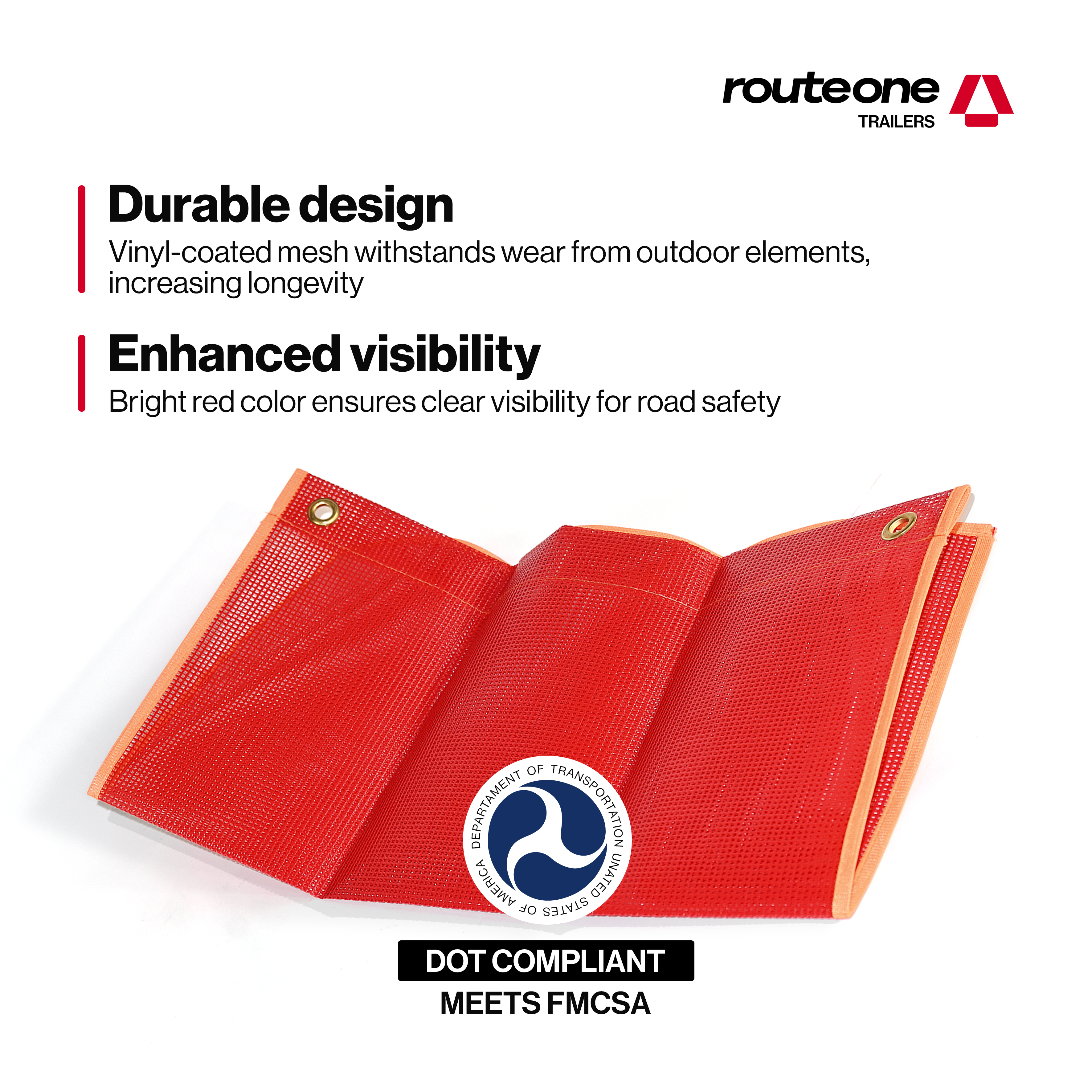 Vinyl Mesh Red Flag W Grommets Route One Trailers