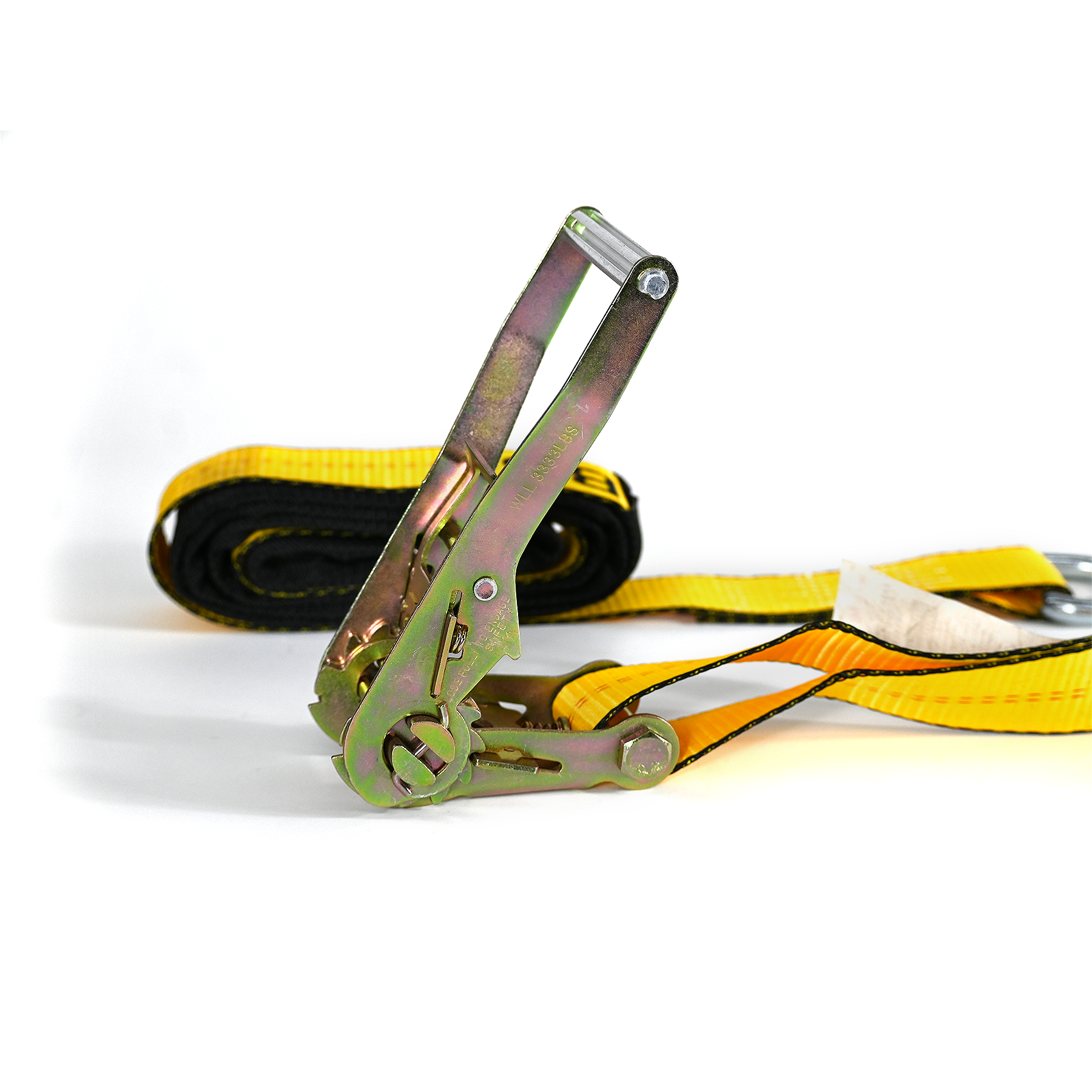 2" x 10' Wheel Ratchet Strap w Chain Anchor and D Ring Strap with Sleeve