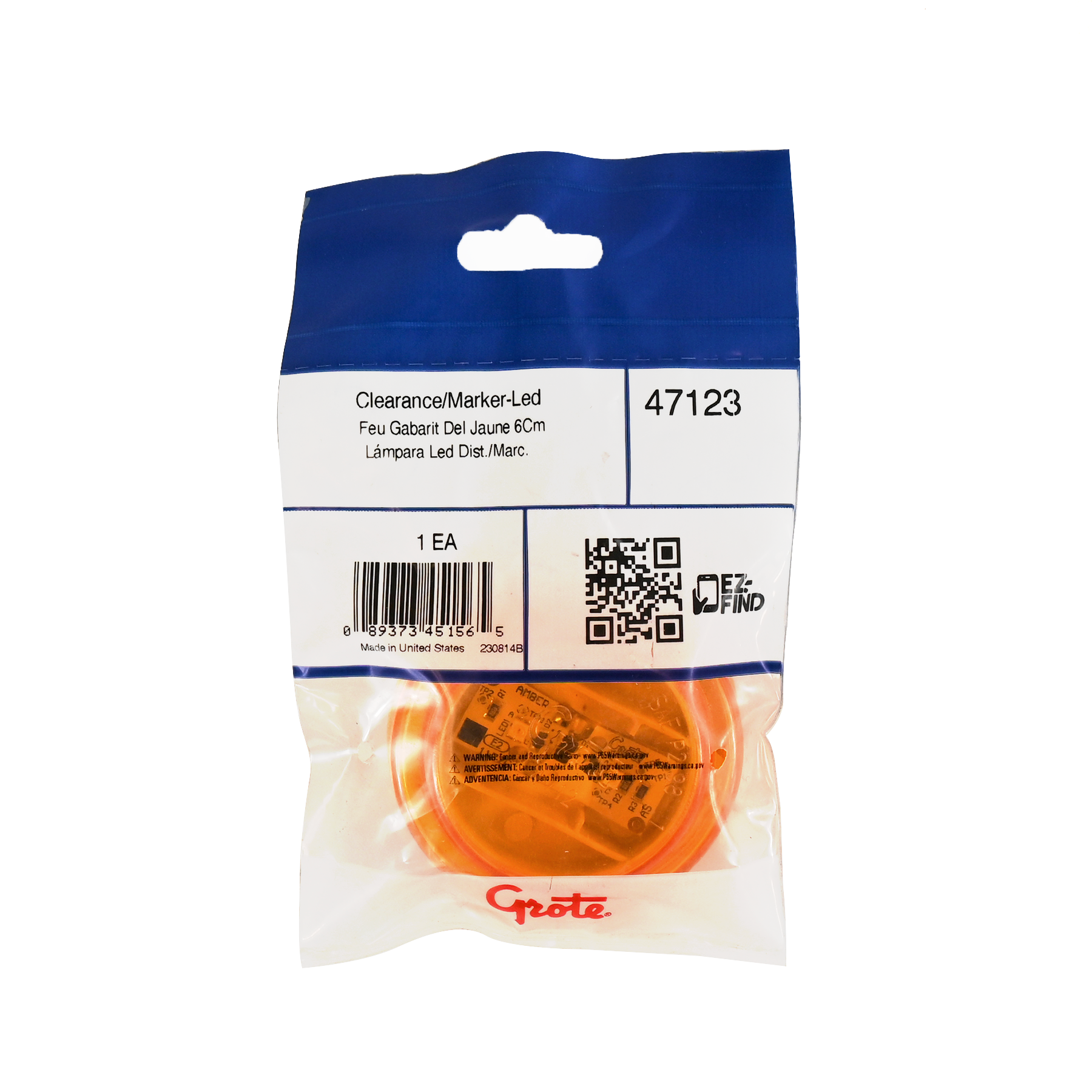 Clearance Marker Light 2 1/2" Yellow Round Grote