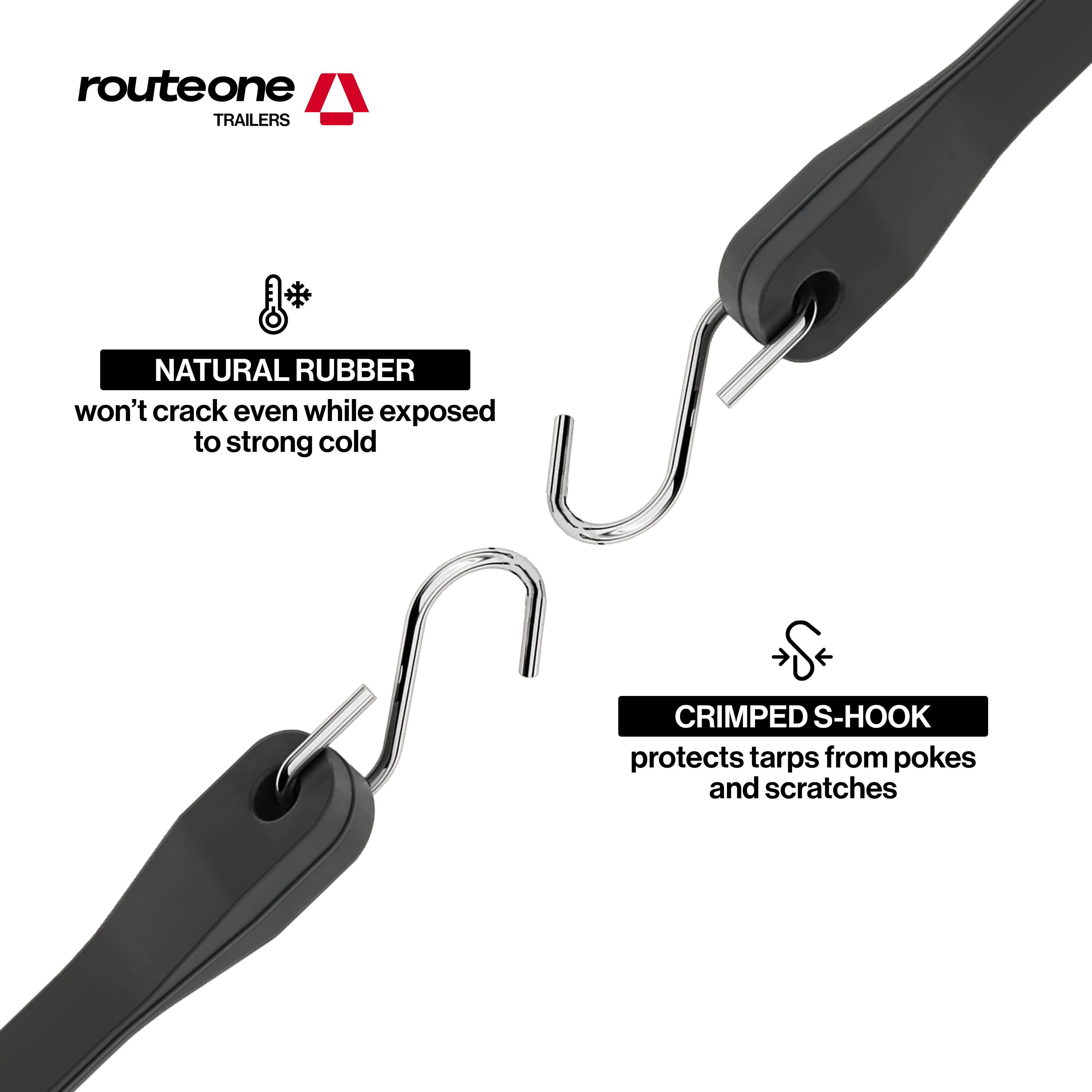 31" Bungee Cords w crimped hook / Box of 50 Route One Trailers