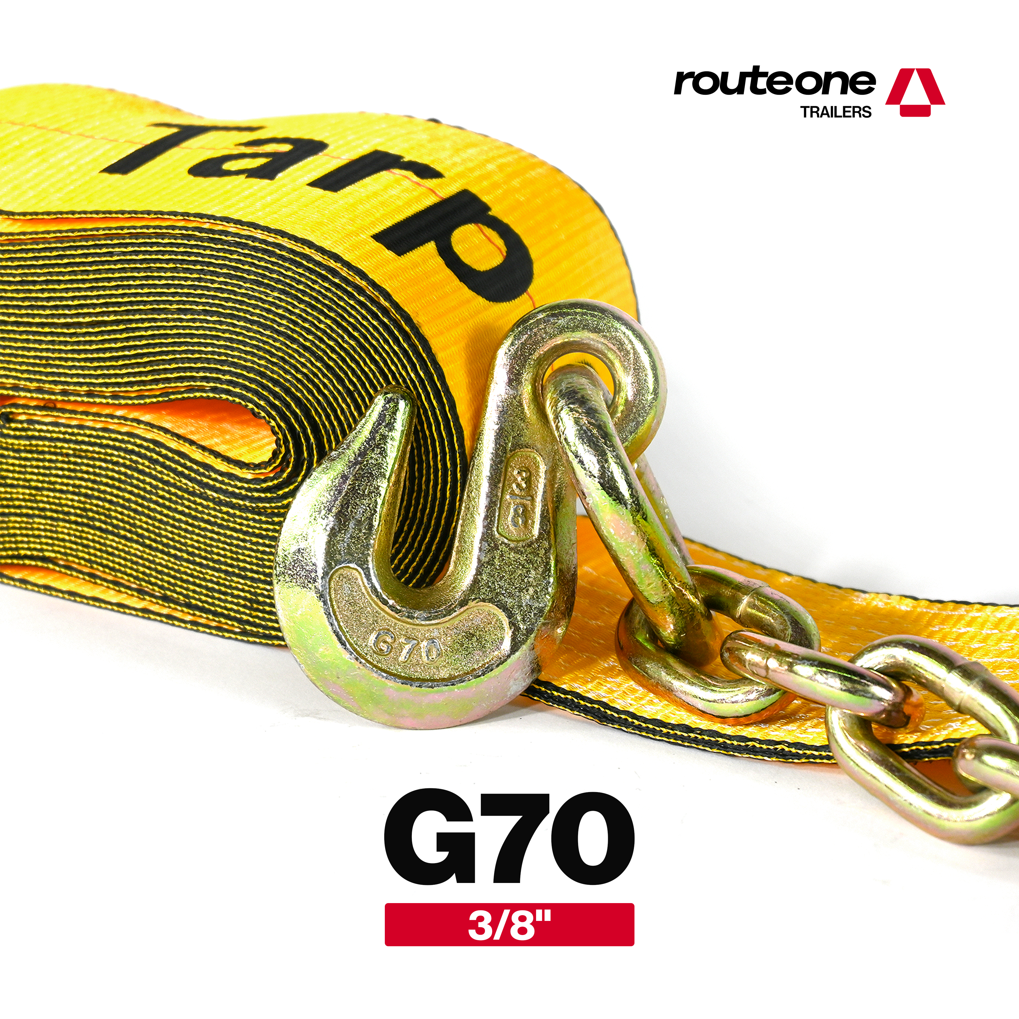 4” x 30’ Winch Strap w/ Chain Anchor | Flatbed Tarp System Route One Trailers