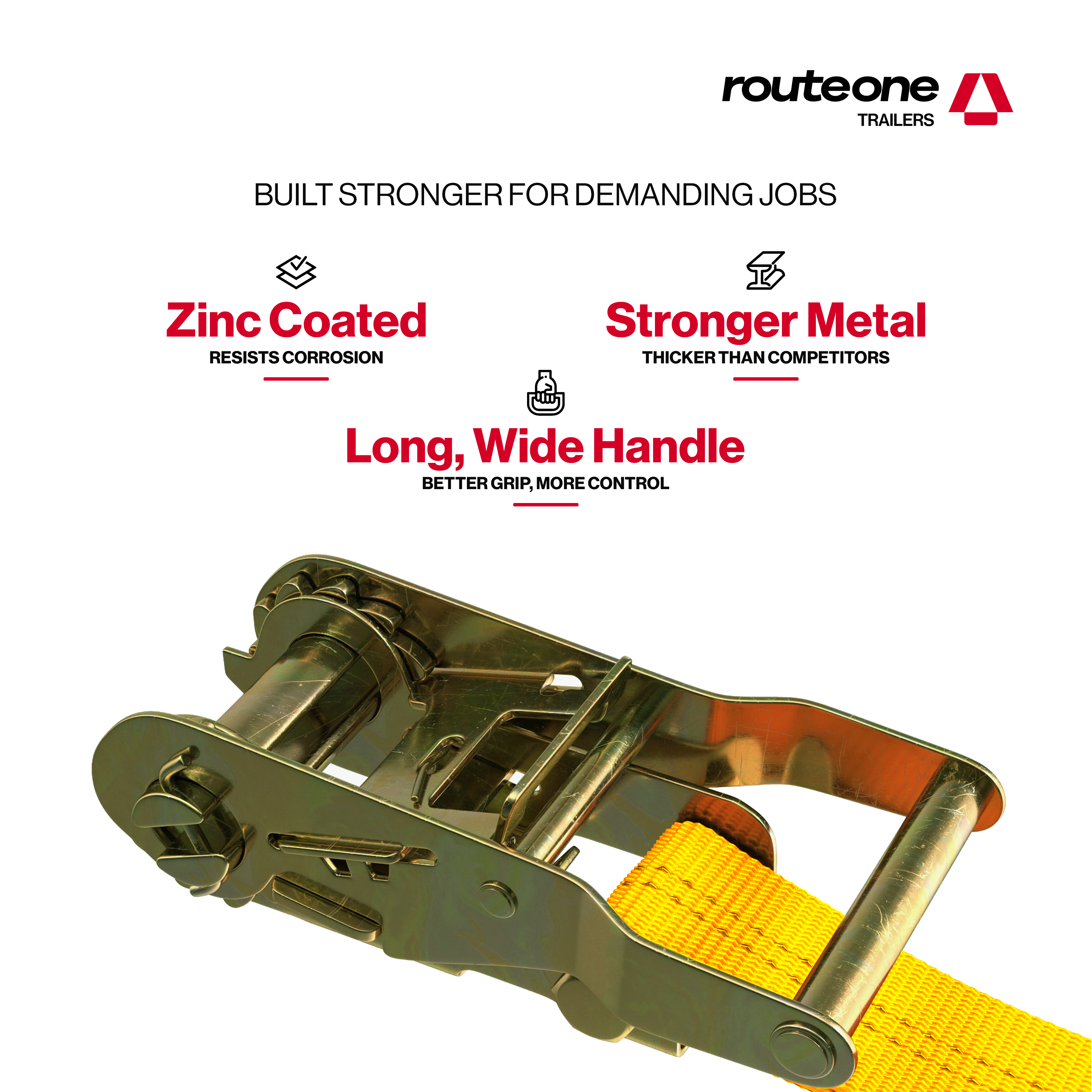 2" x 30' Ratchet Strap w Double J Hook Tarp System (2" x 27') Route One Trailers