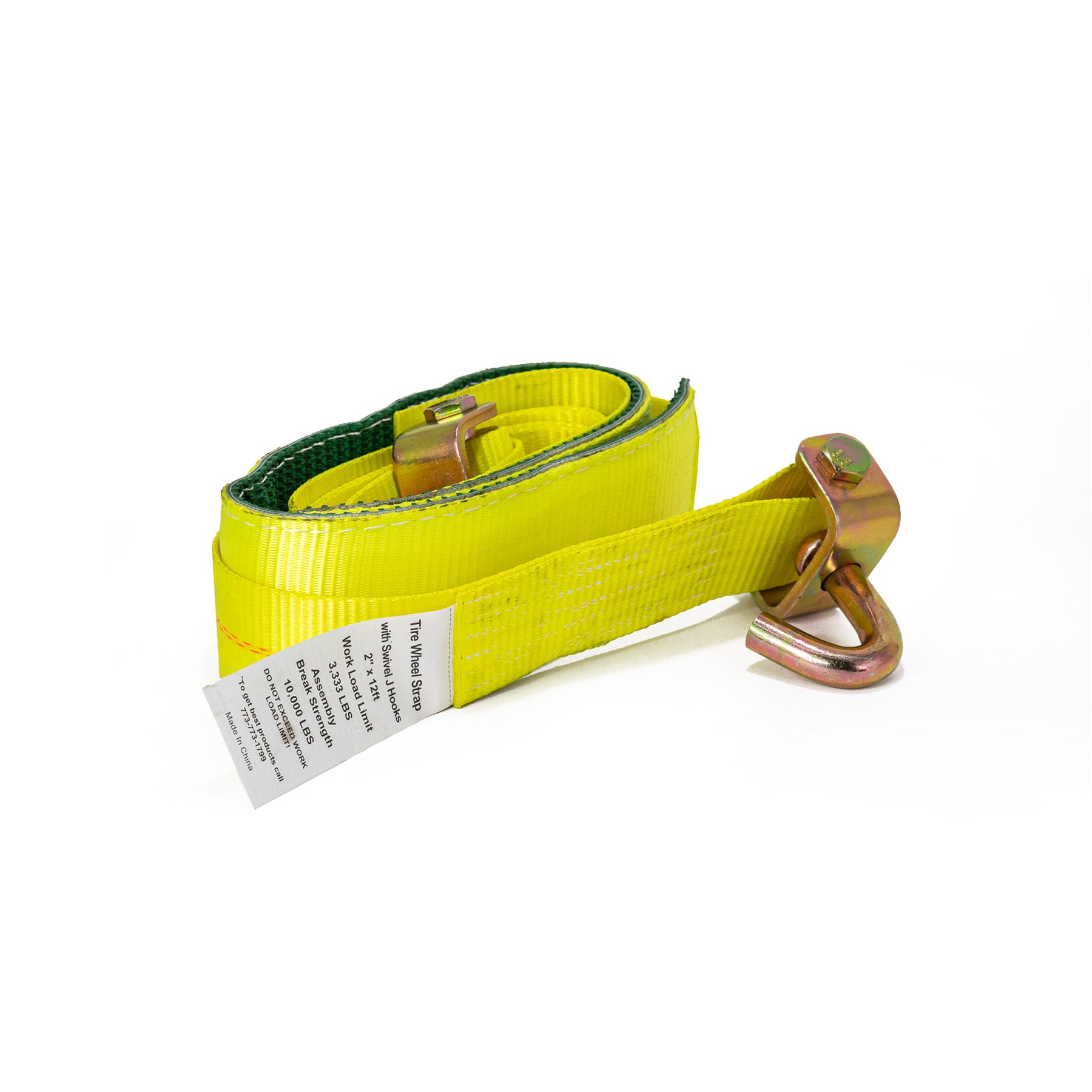 2" x 14" Tire Wheel Strap - Swivel J Hooks