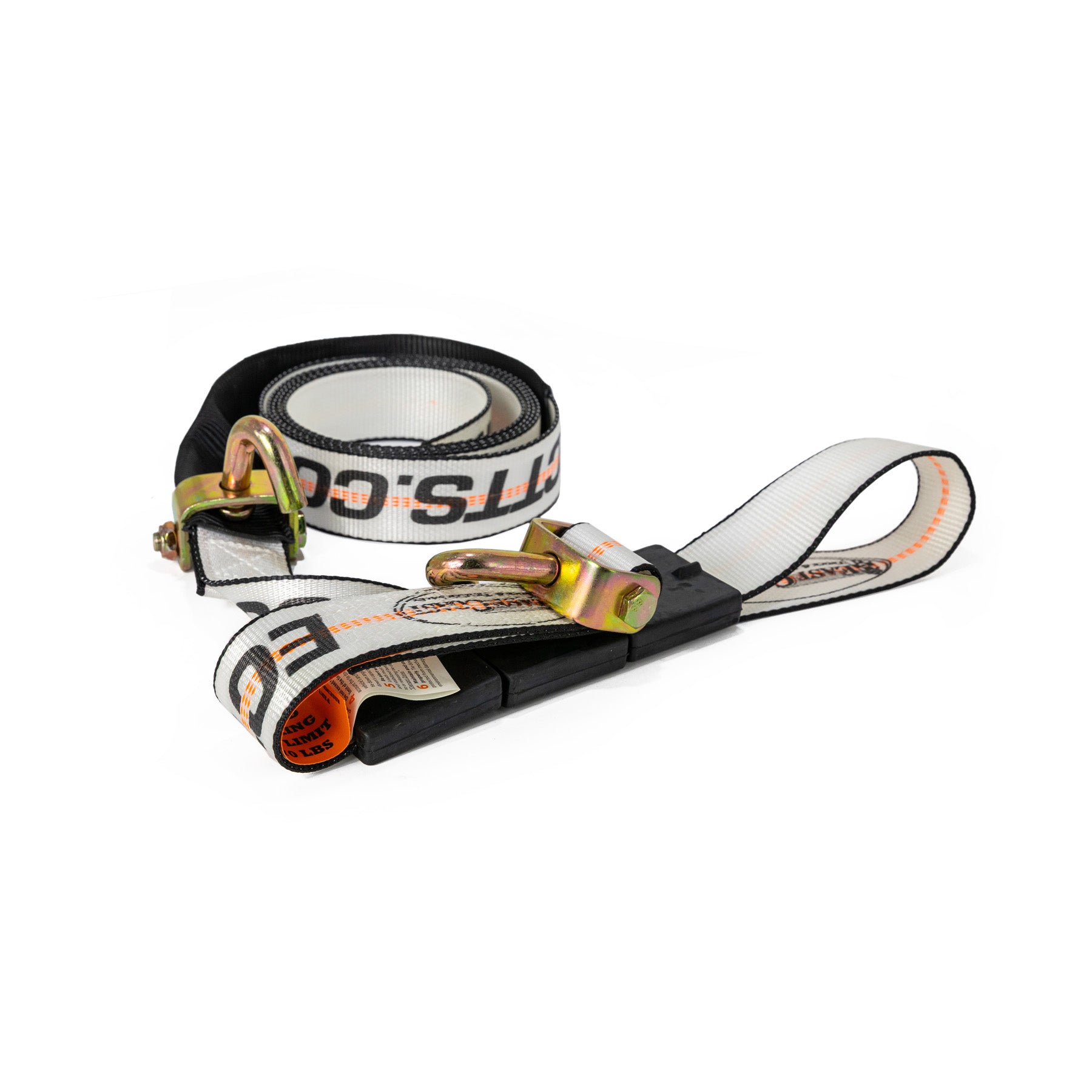 2" x 14 ft. Swivel J Hook HD Tie-Down Strap - WHITE - 3,670 lbs WLL