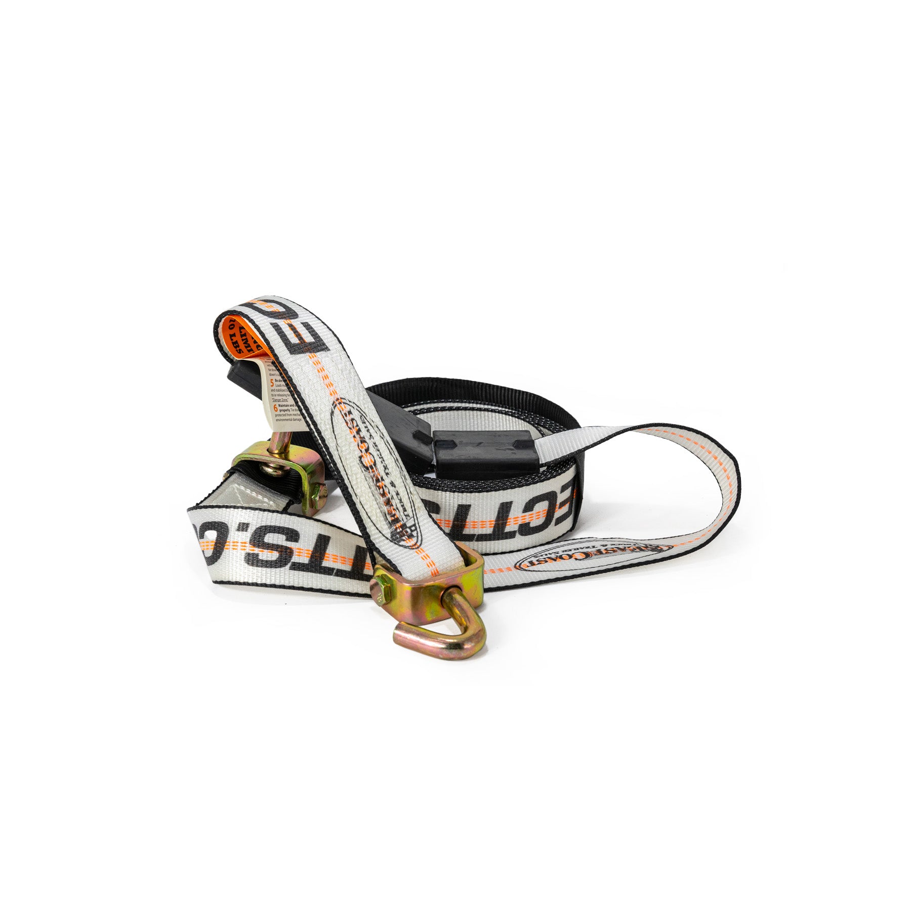 2" x 14 ft. Swivel J Hook HD Tie-Down Strap - WHITE - 3,670 lbs WLL