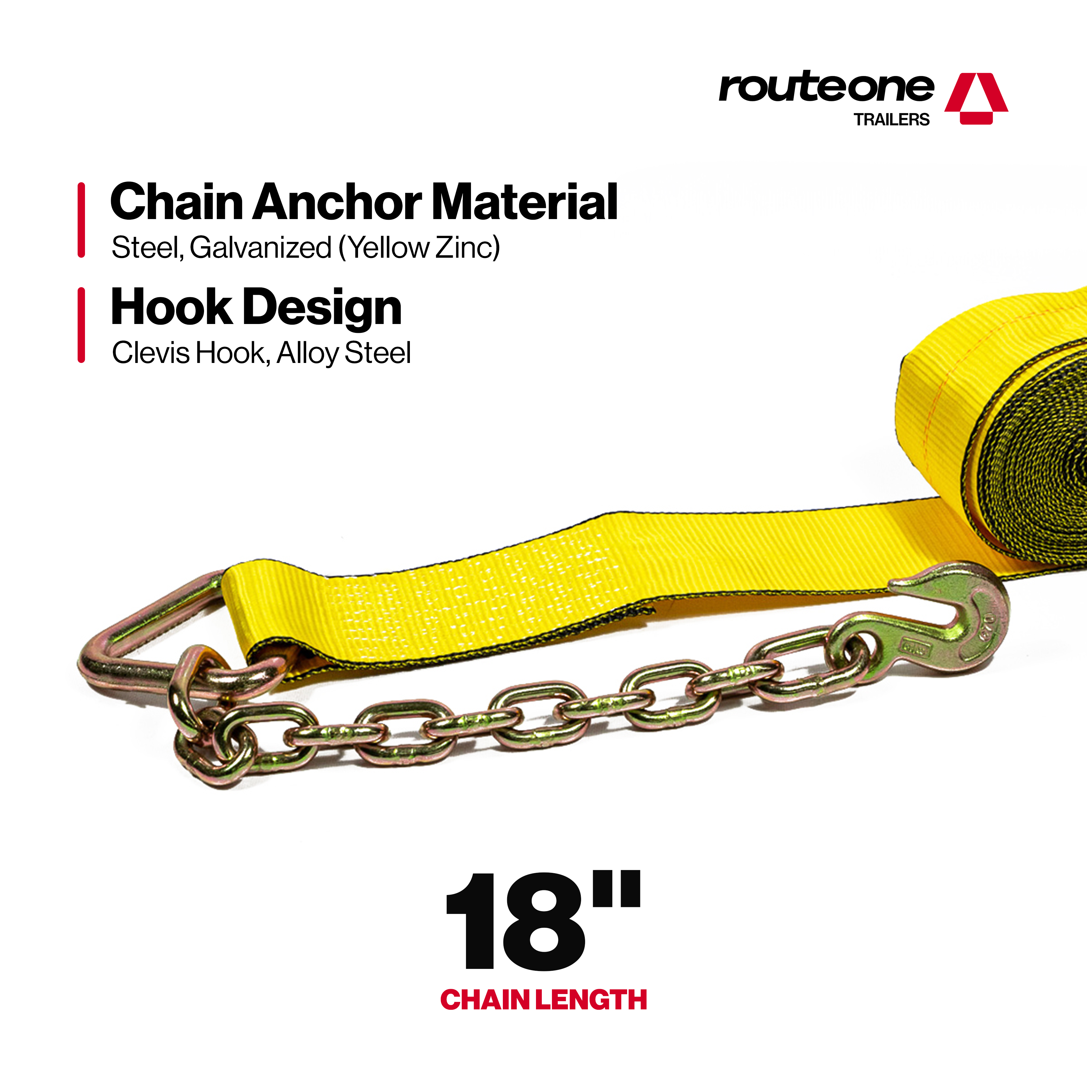 4” x 30’ Winch Strap w/ Chain Anchor | Flatbed Tarp System Route One Trailers