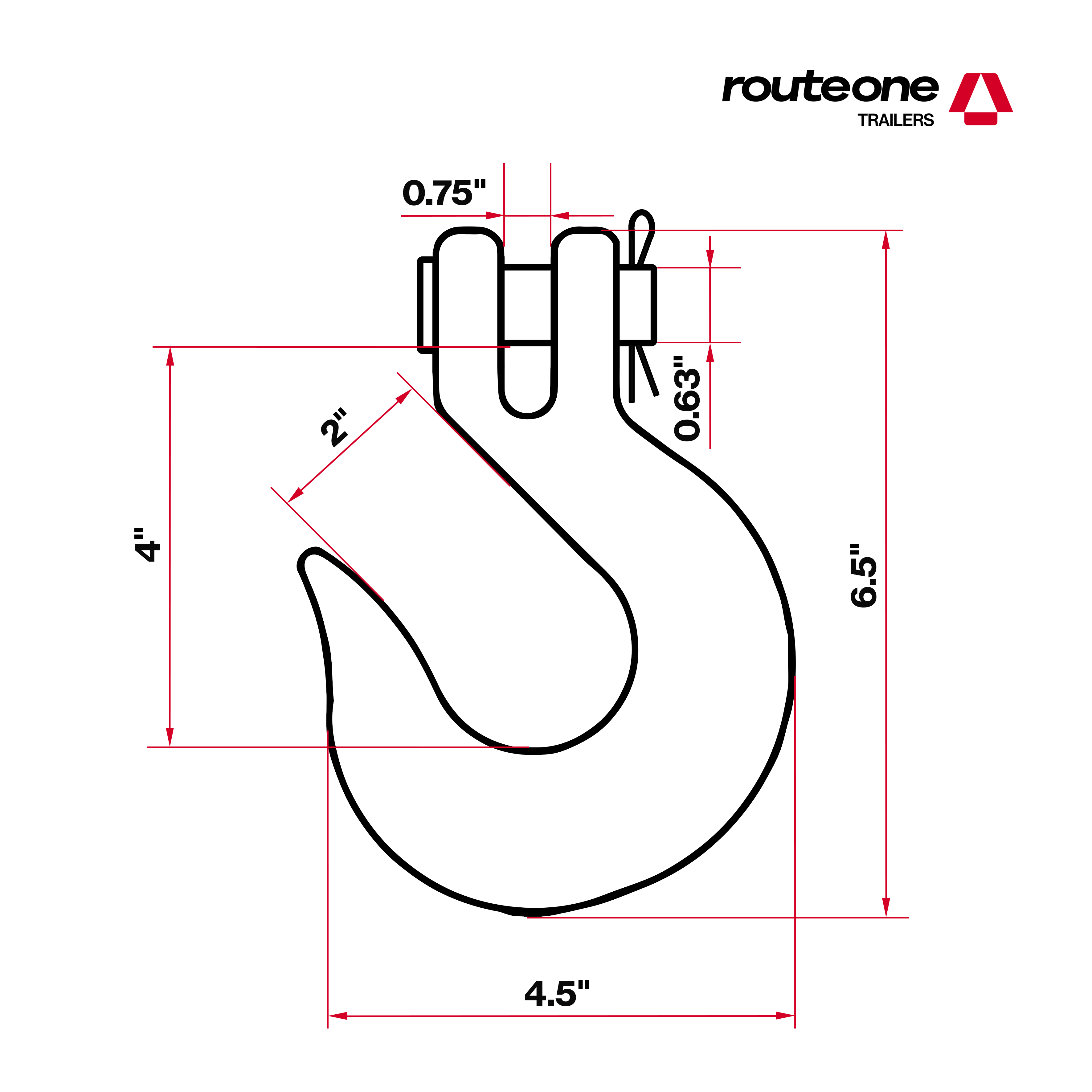 1/2” G70 Slip Hook – 11,300 lb WLL Route One Trailers