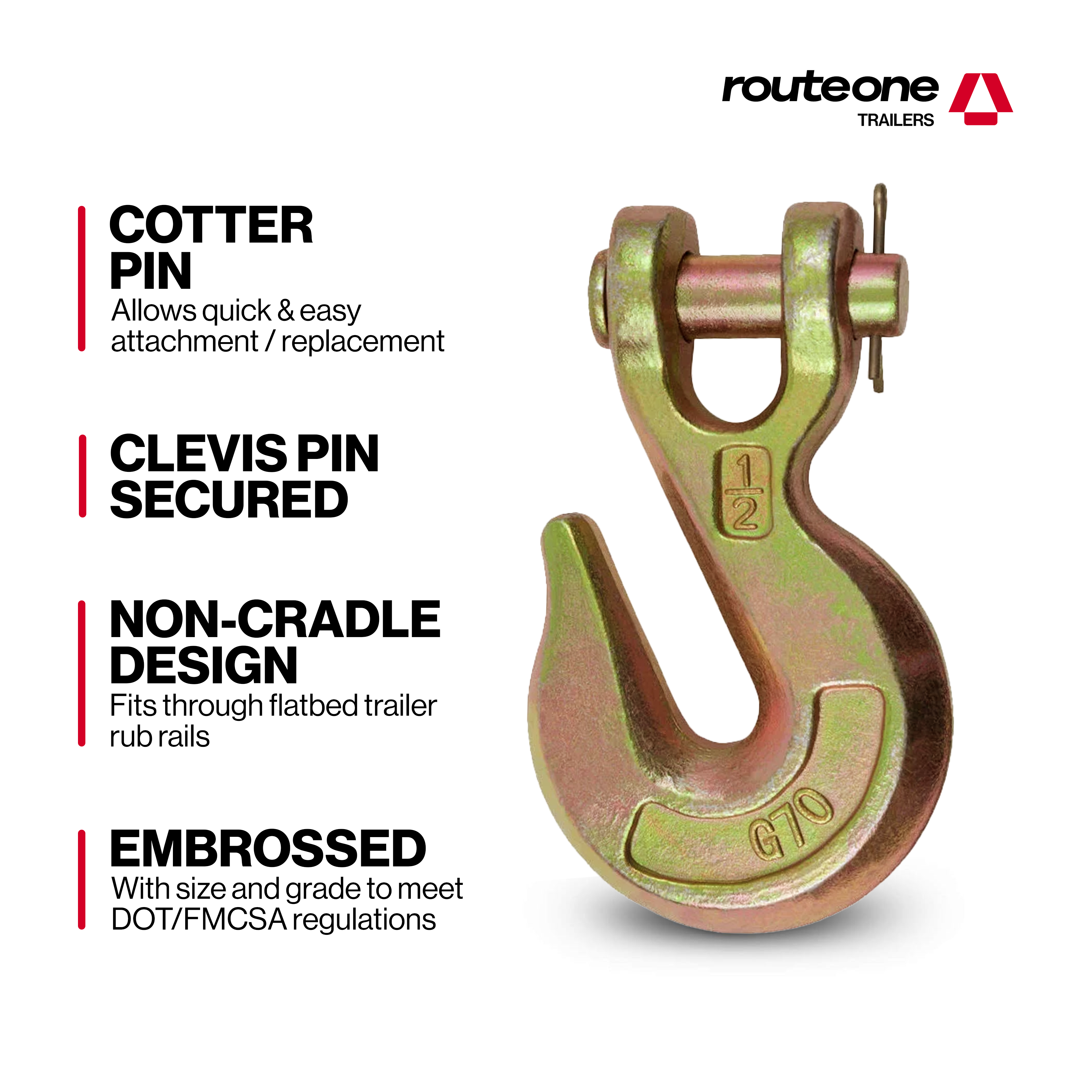 1/2” G70 Grab Hook – 11,300 lb WLL Route One Trailers