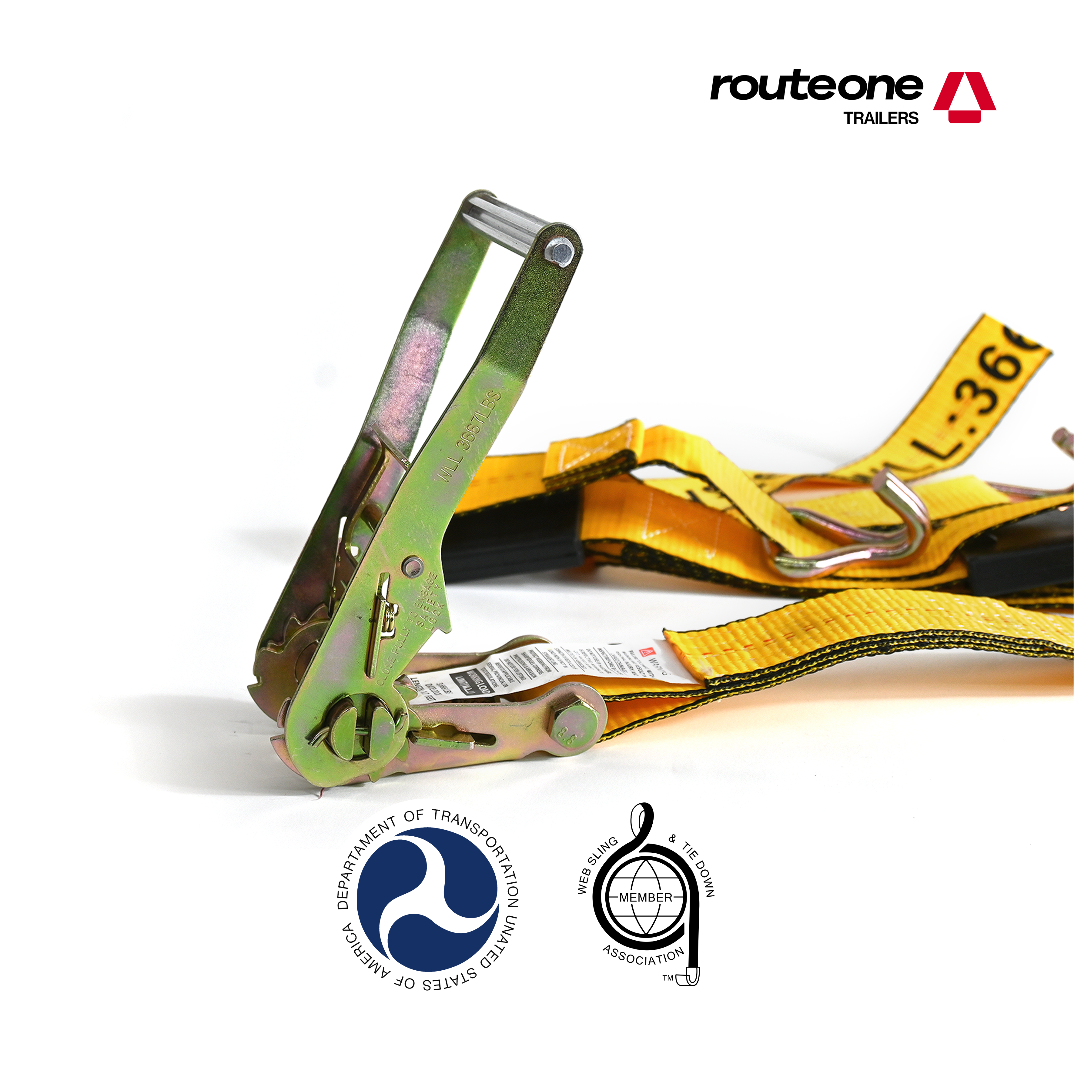 2" x 10' Ratchet Strap w 3 Wire J Hooks and 3 Rubber Blocks Tarp System Route One Trailers