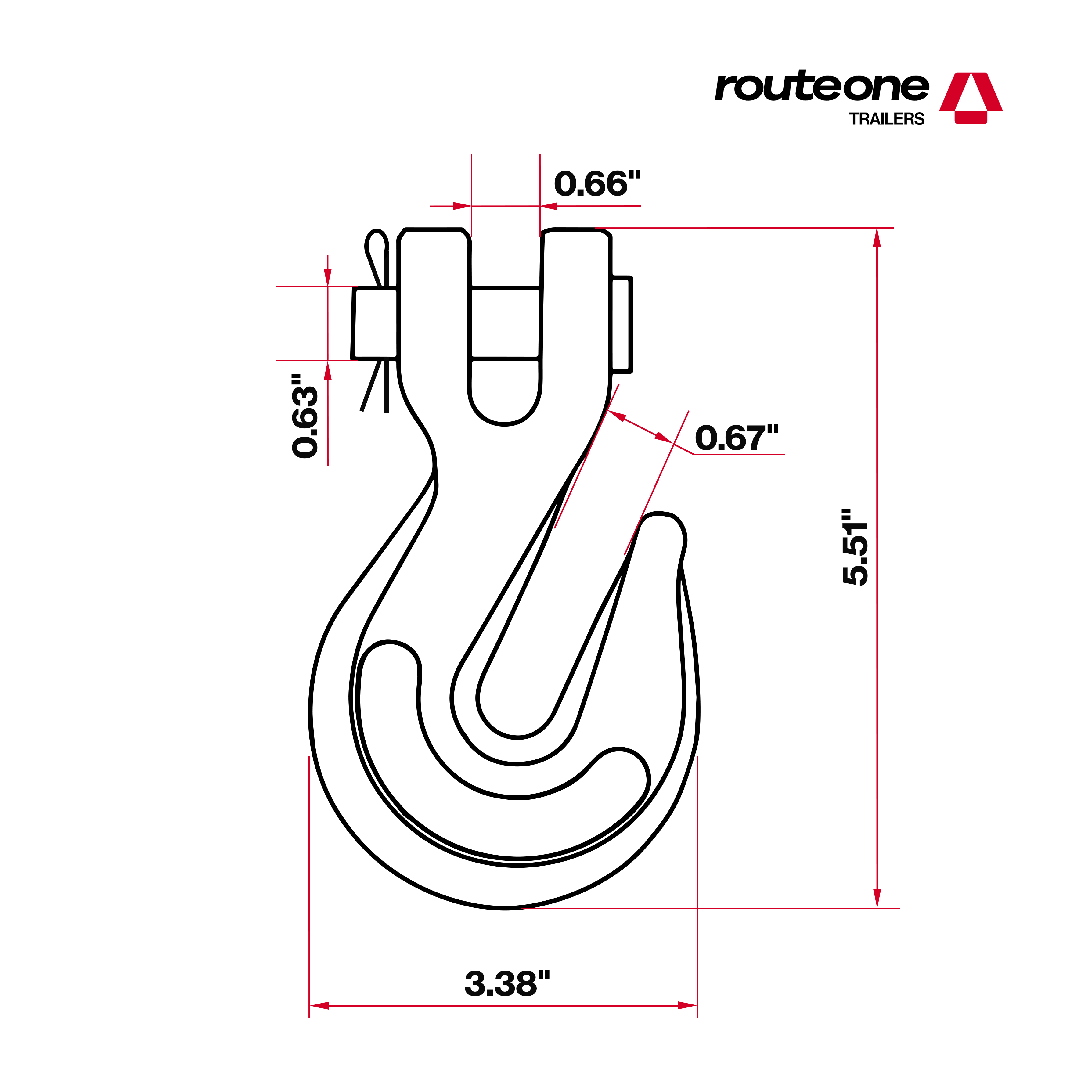 1/2” G70 Grab Hook – 11,300 lb WLL Route One Trailers