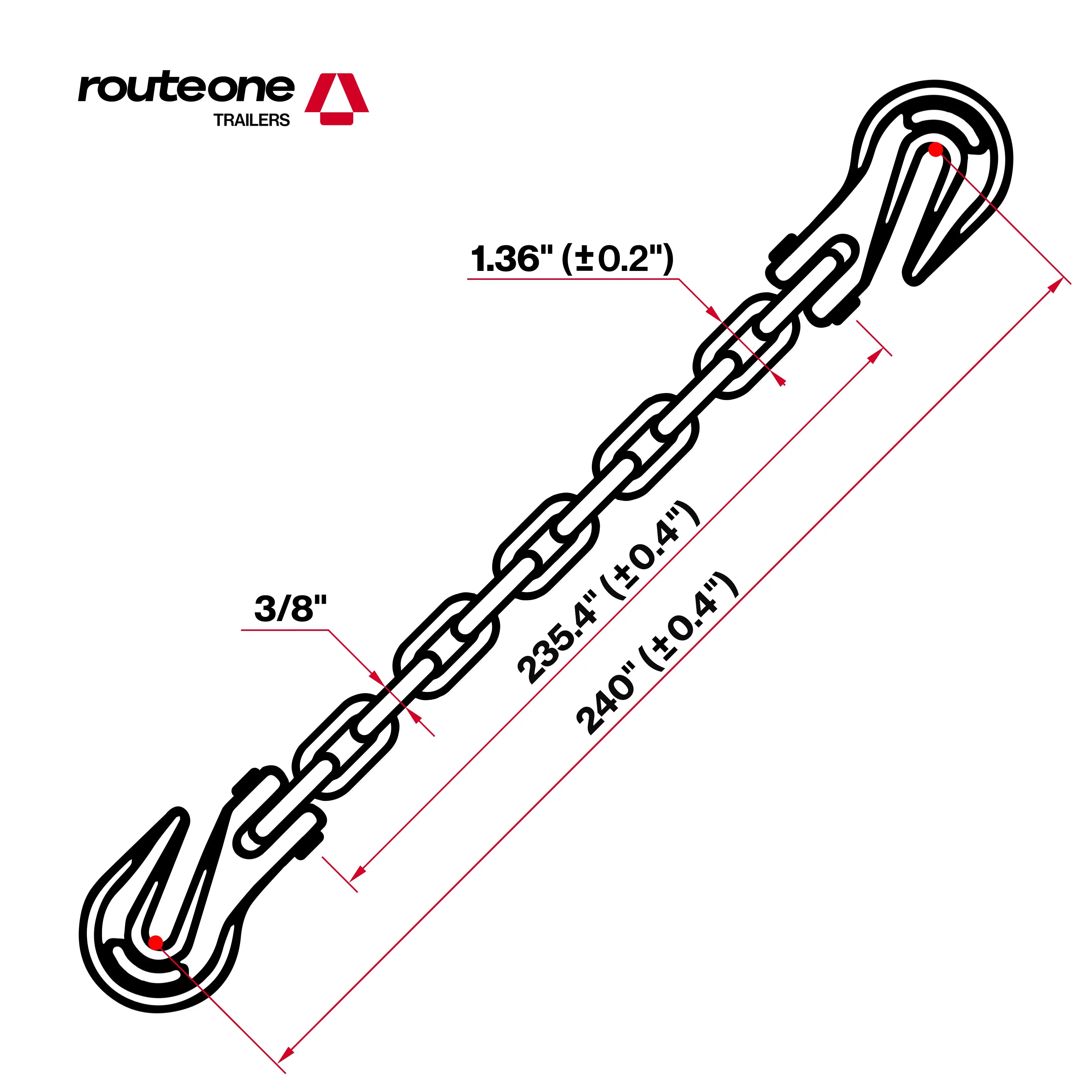 3/8” x 20’ G70 Transport Chain | Flatbed Cargo Control Route One Trailers