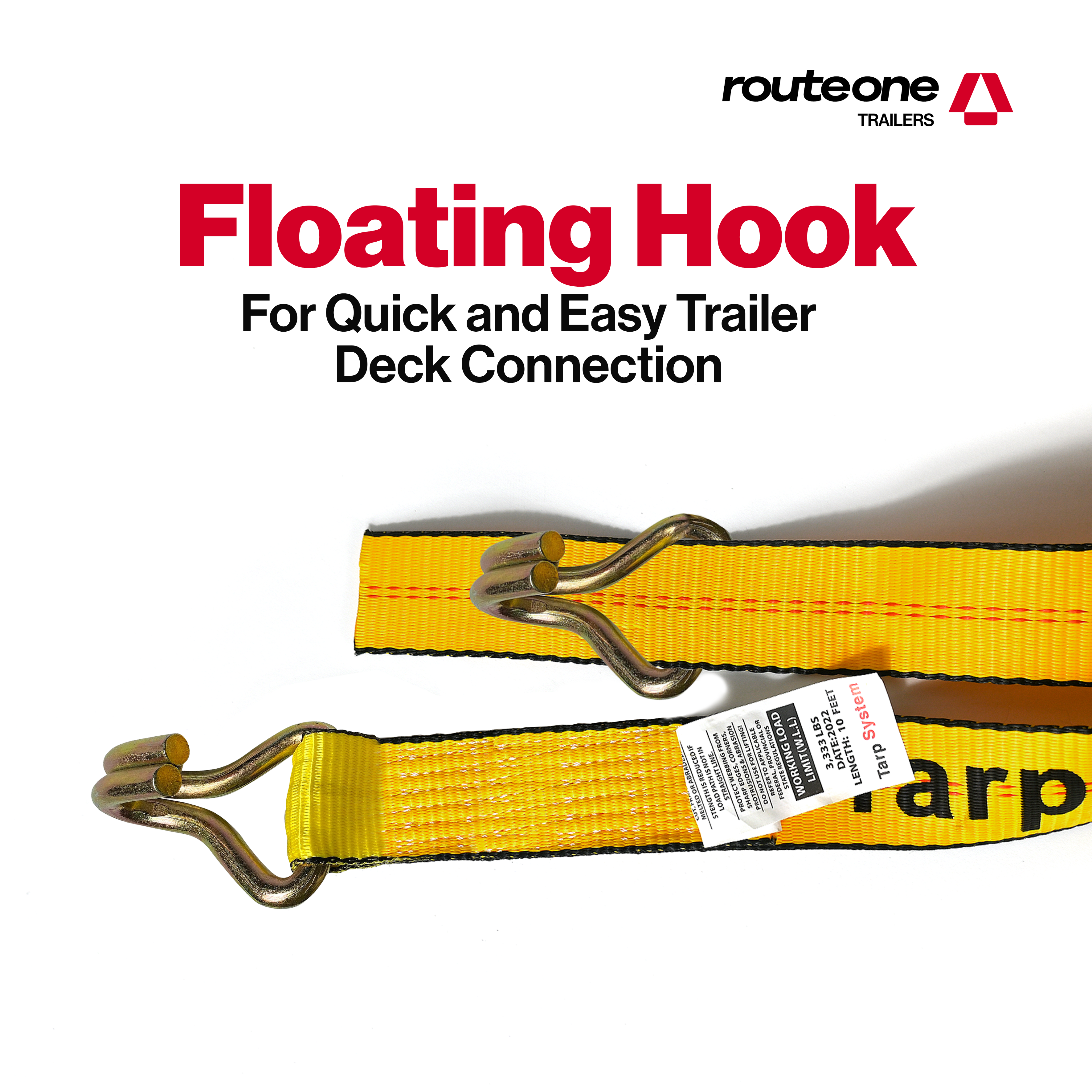 2" x 10' Ratchet Strap w 3 Wire J Hooks and 3 Rubber Blocks Tarp System Route One Trailers