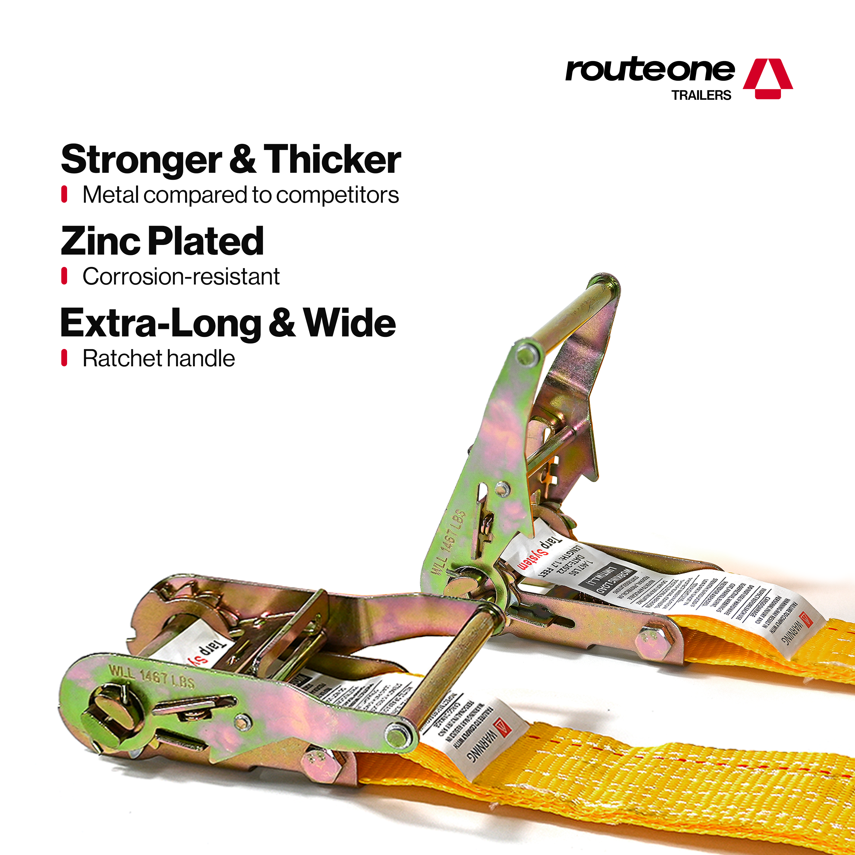 2” x 16’ Ratchet Strap for E-Track Systems | Cargo Tie Down Route One Trailers