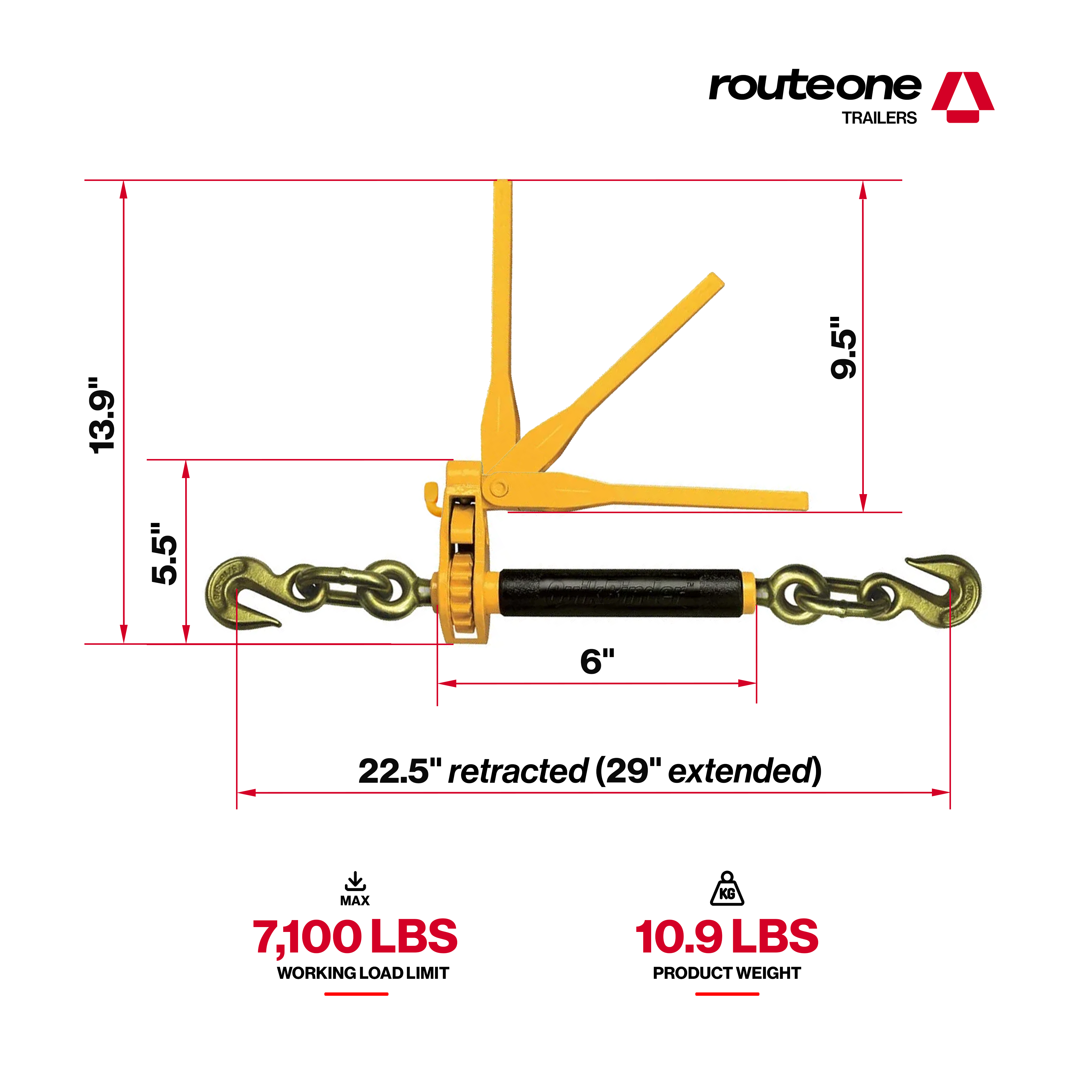 Folding Handle QuickBinder Ratchet Binder 5/16 - 3/8 inch (7100WLL)
