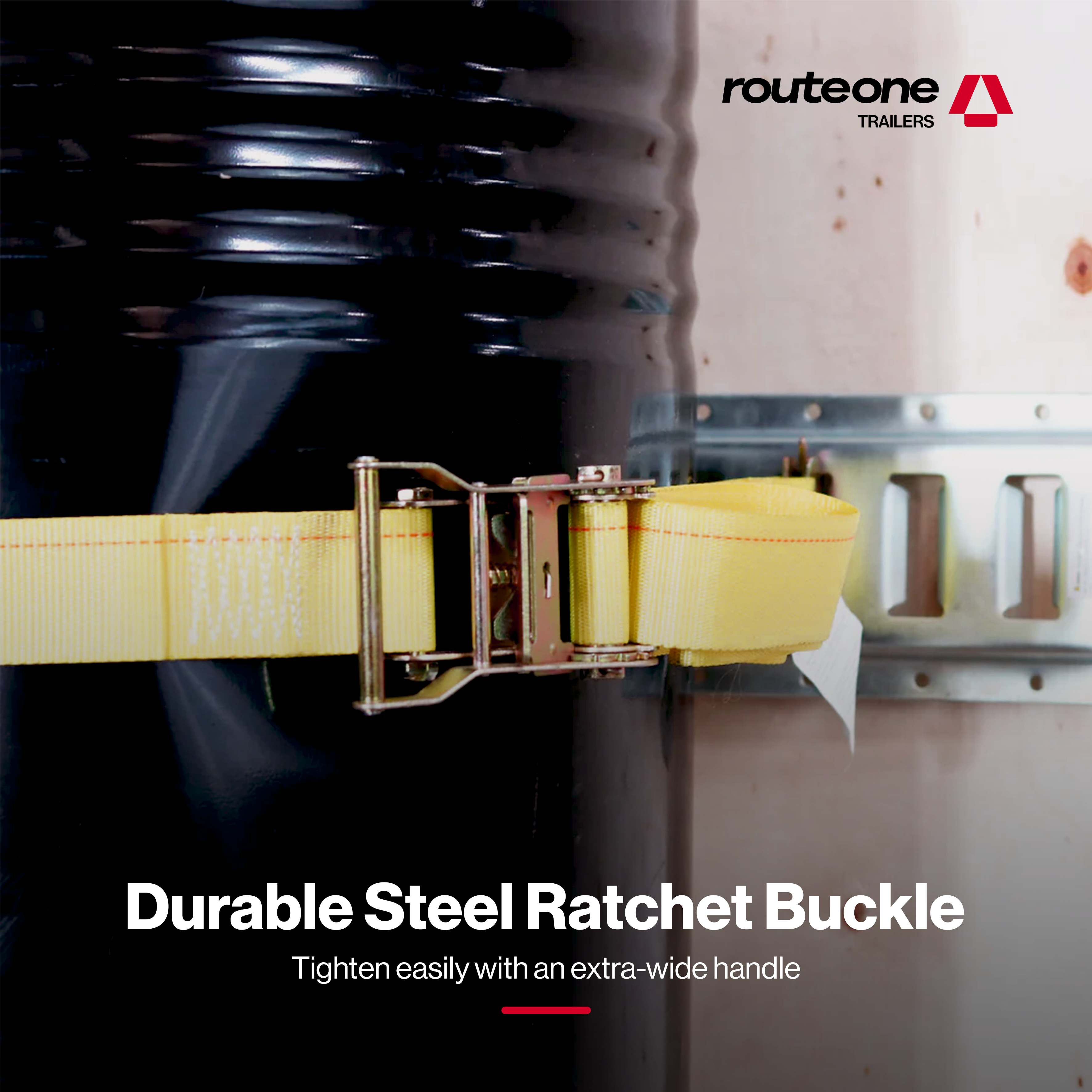 2” x 16’ Ratchet Strap for E-Track Systems | Cargo Tie Down Route One Trailers