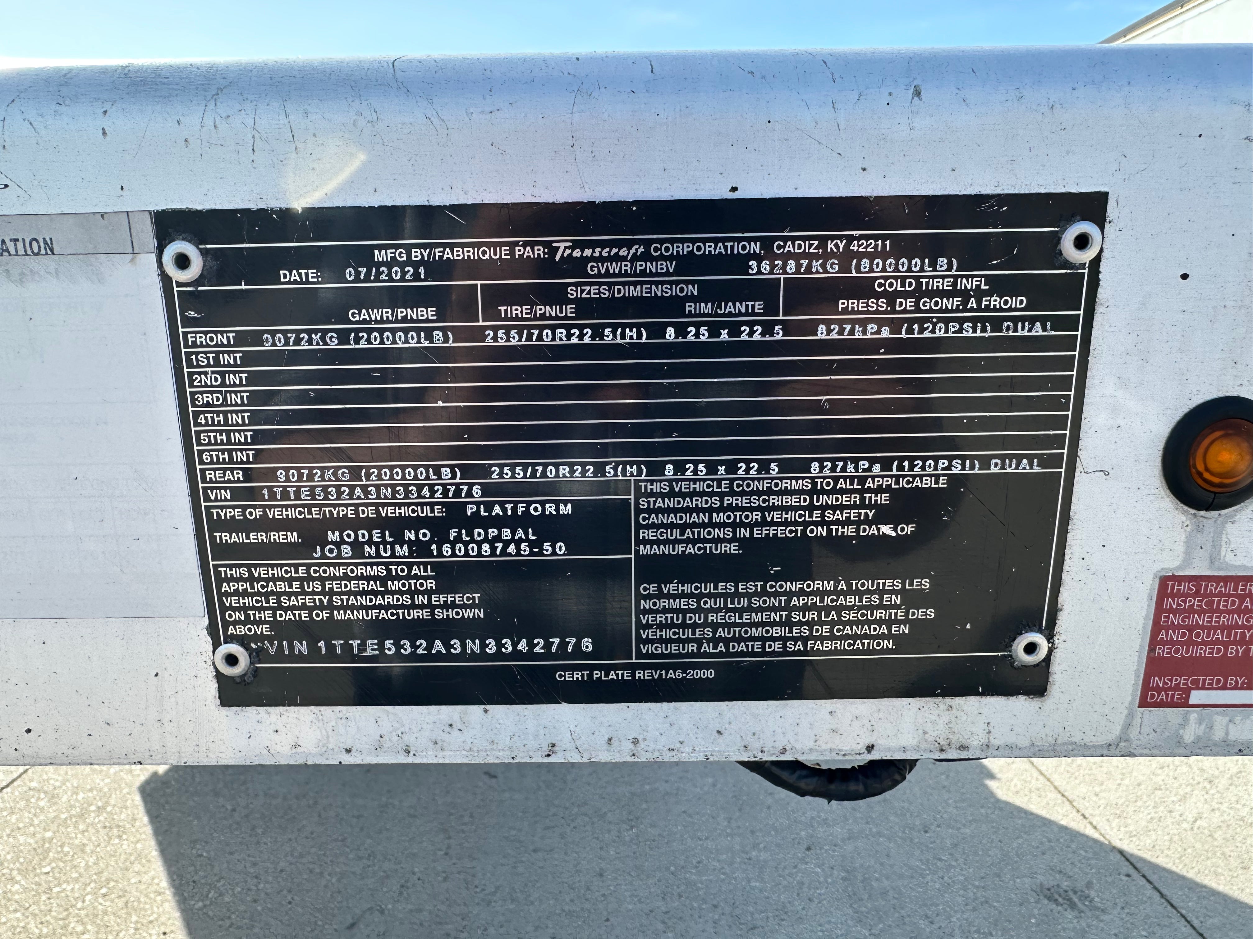 2022 Transcraft 524 Aluminum Step Deck Route One Trailers