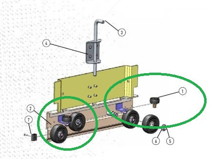 1-1/2" Wheel - Plastic Wheel Assy w/ bolt and nut - Small 1.5" Route One Trailers