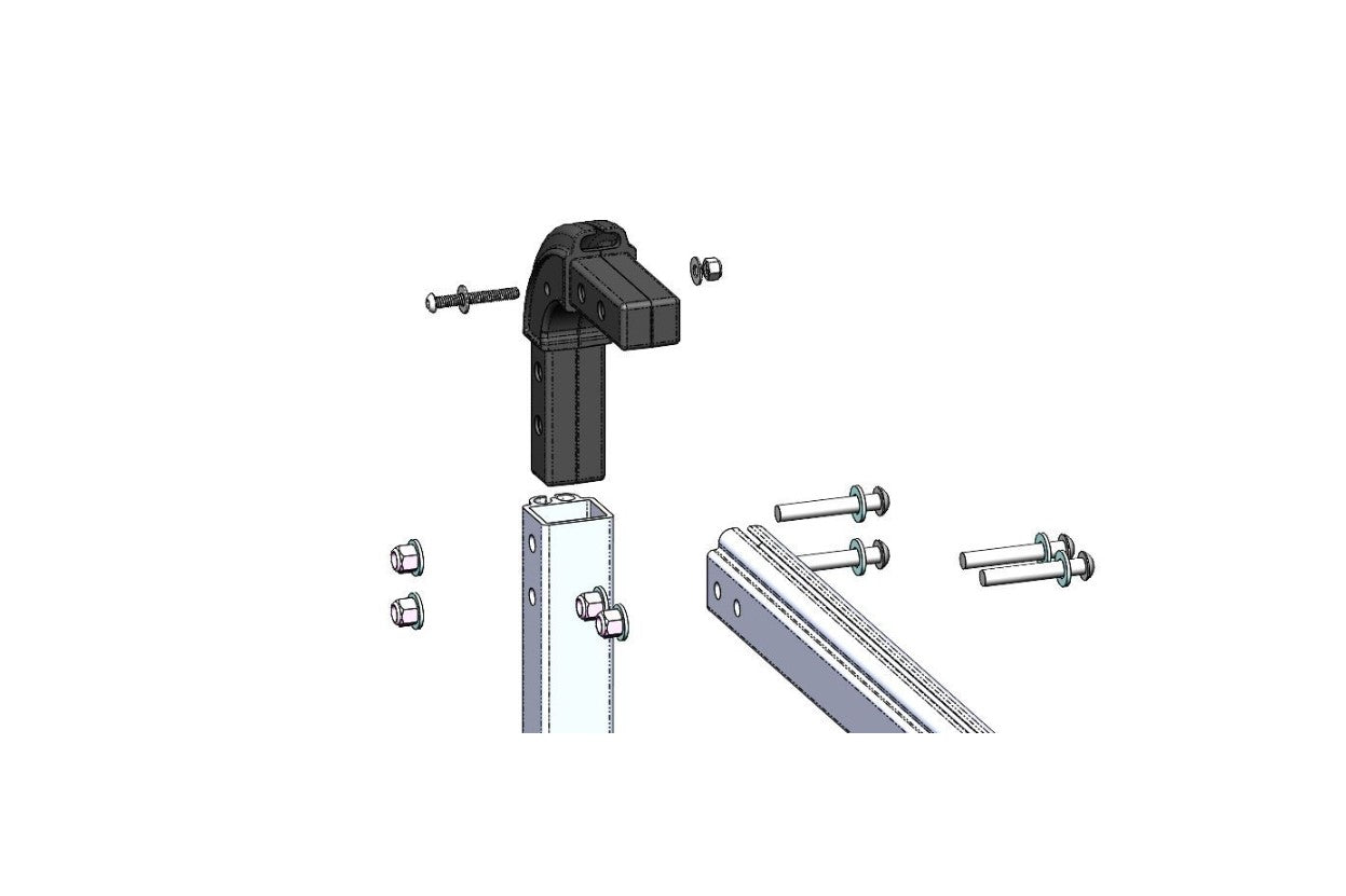 Intermediate Corner Casting - Black Plastic - Flange Bracket Assy with Flat Socket Countersink bolt