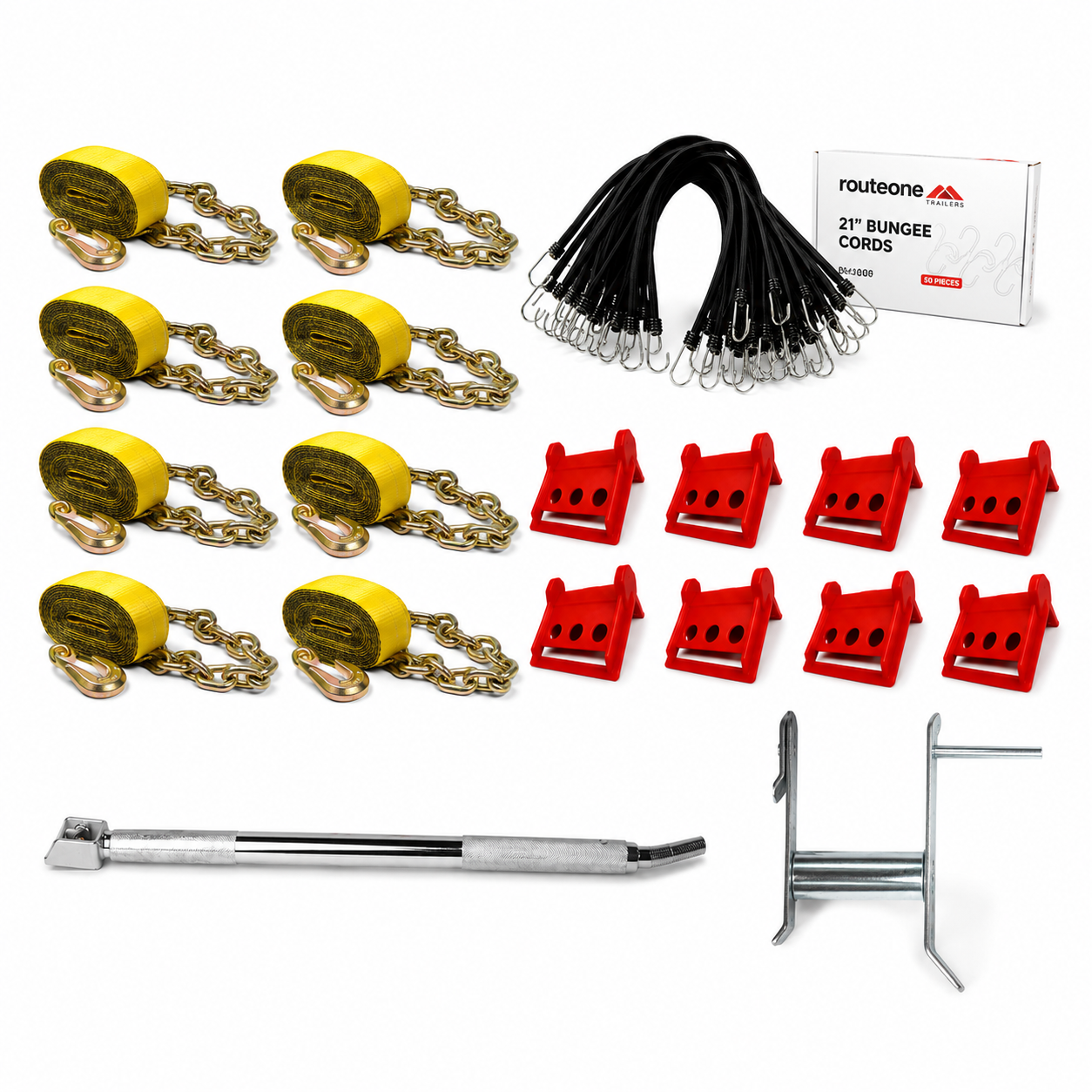 Strap & Secure Kit — 8 Winch Straps + Bungees + Winder Route One Trailers