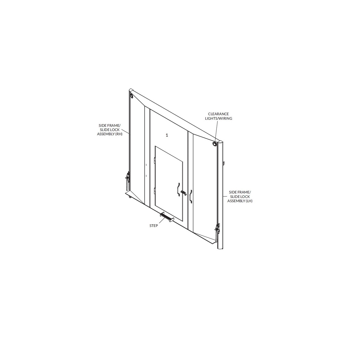 HEADBOARD ASSY W/DOOR/STEP/LOCK 100H 108W