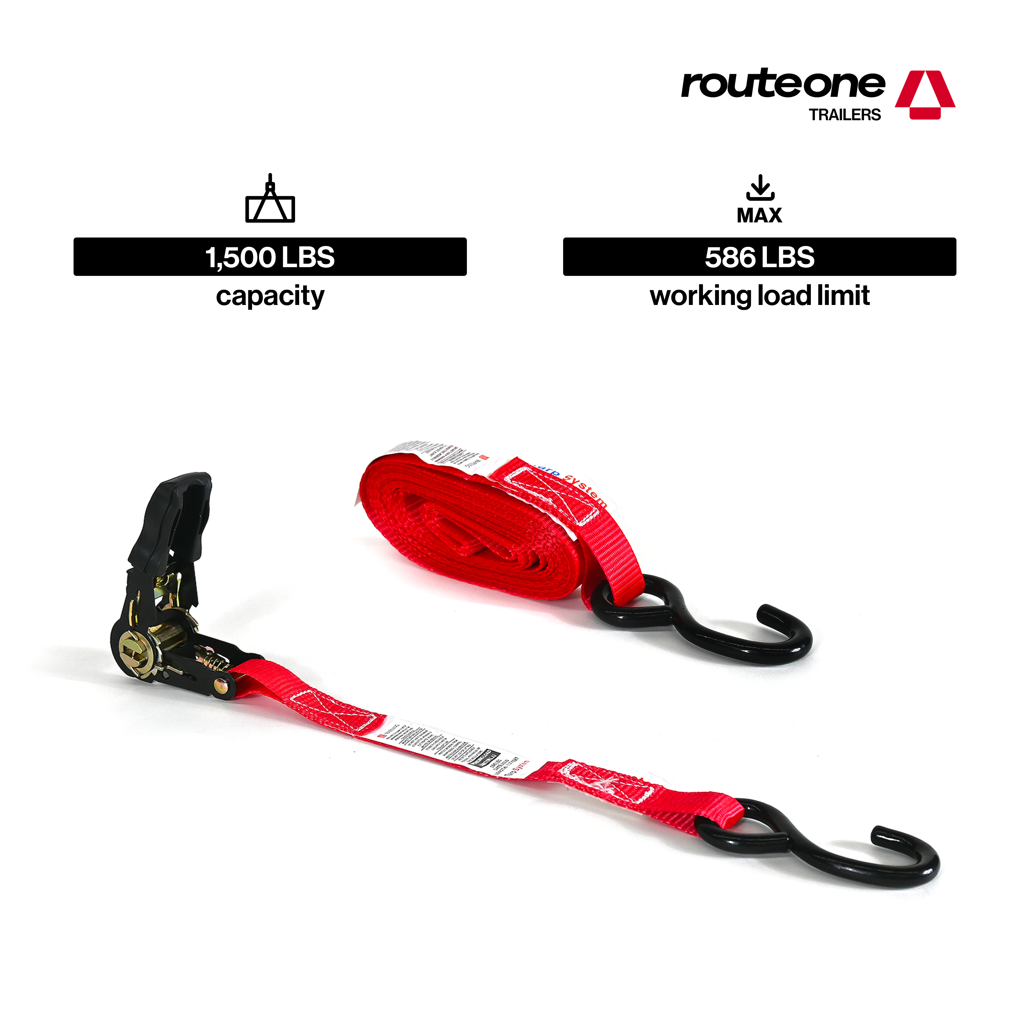 1" x 15' Ratchet Cargo Strap w S Hooks includes loop strap and bag (4 pcs)