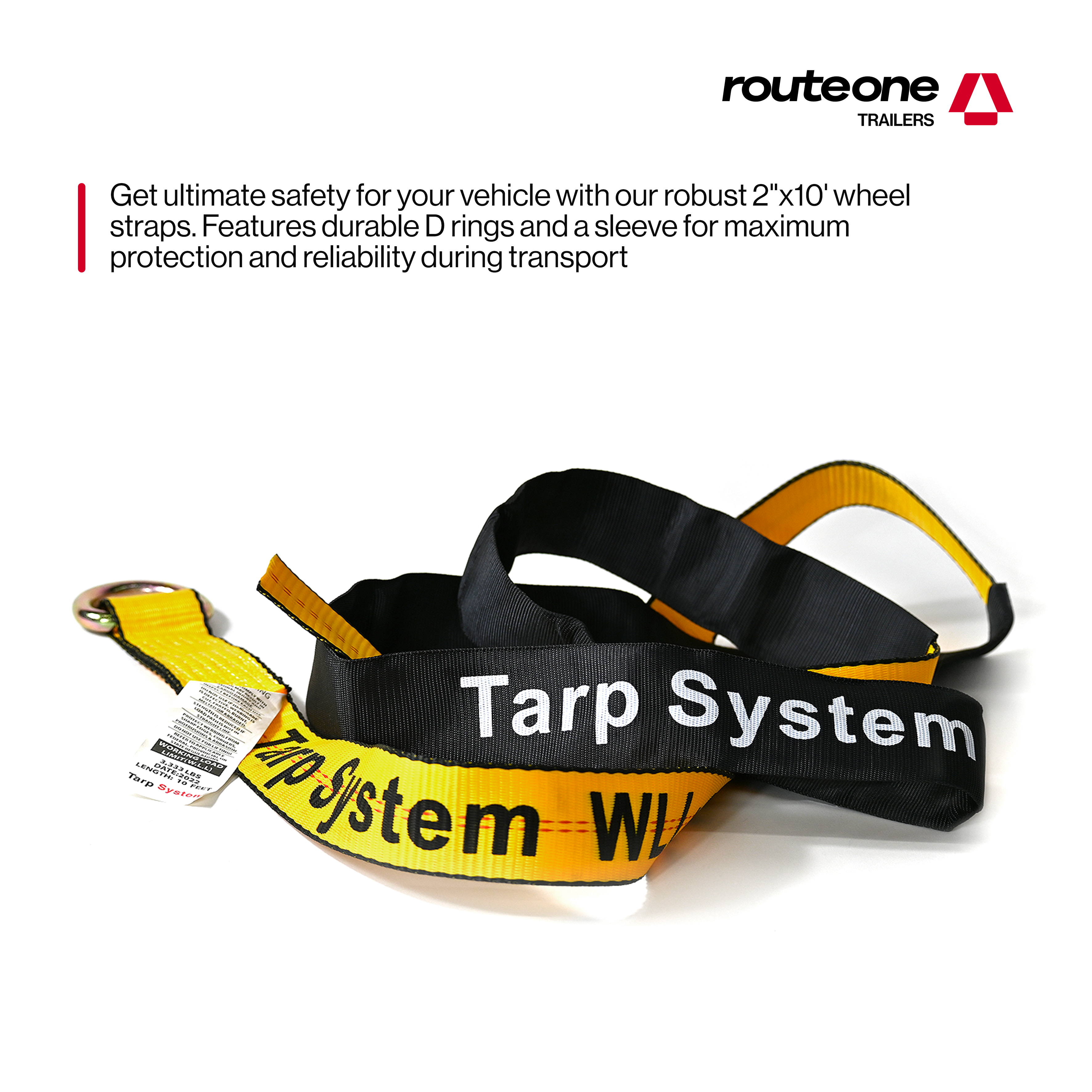 2" x 10' Wheel Strap w D Ring And Sleeve