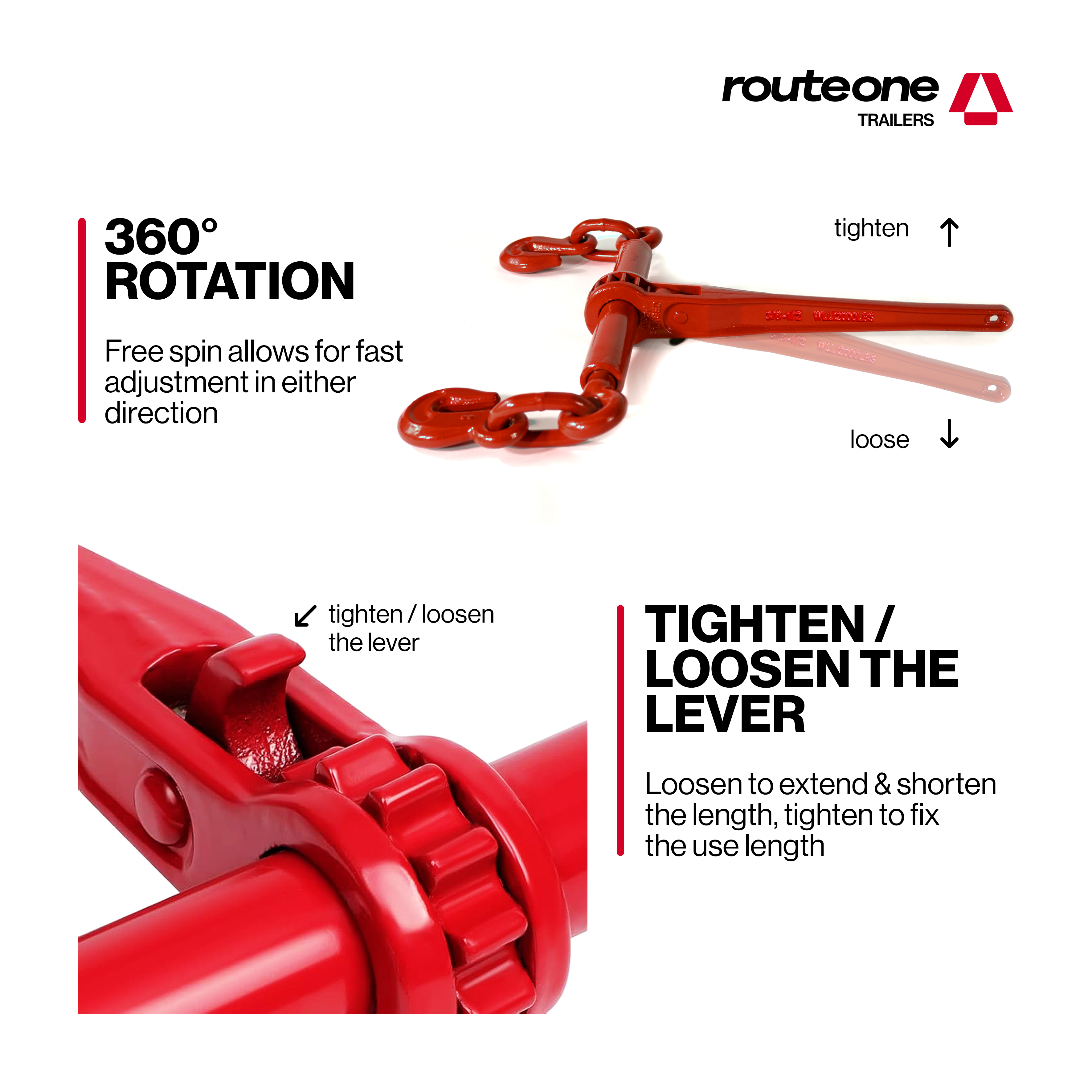 PRO Chain Binder Ratchet Style 3/8" - 1/2", 9200LBS