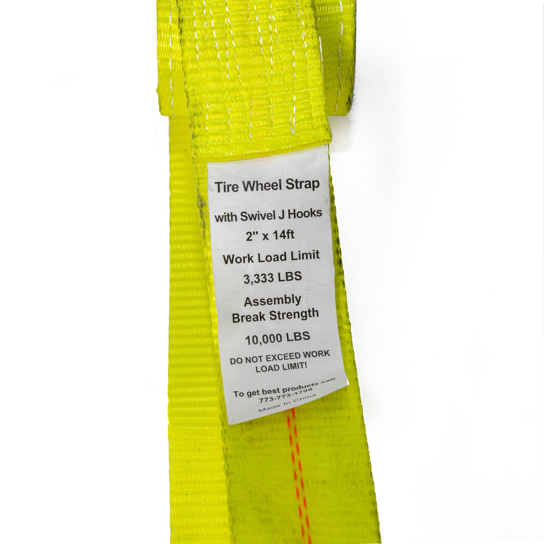 2" x 14" Tire Wheel Strap - Swivel J Hooks