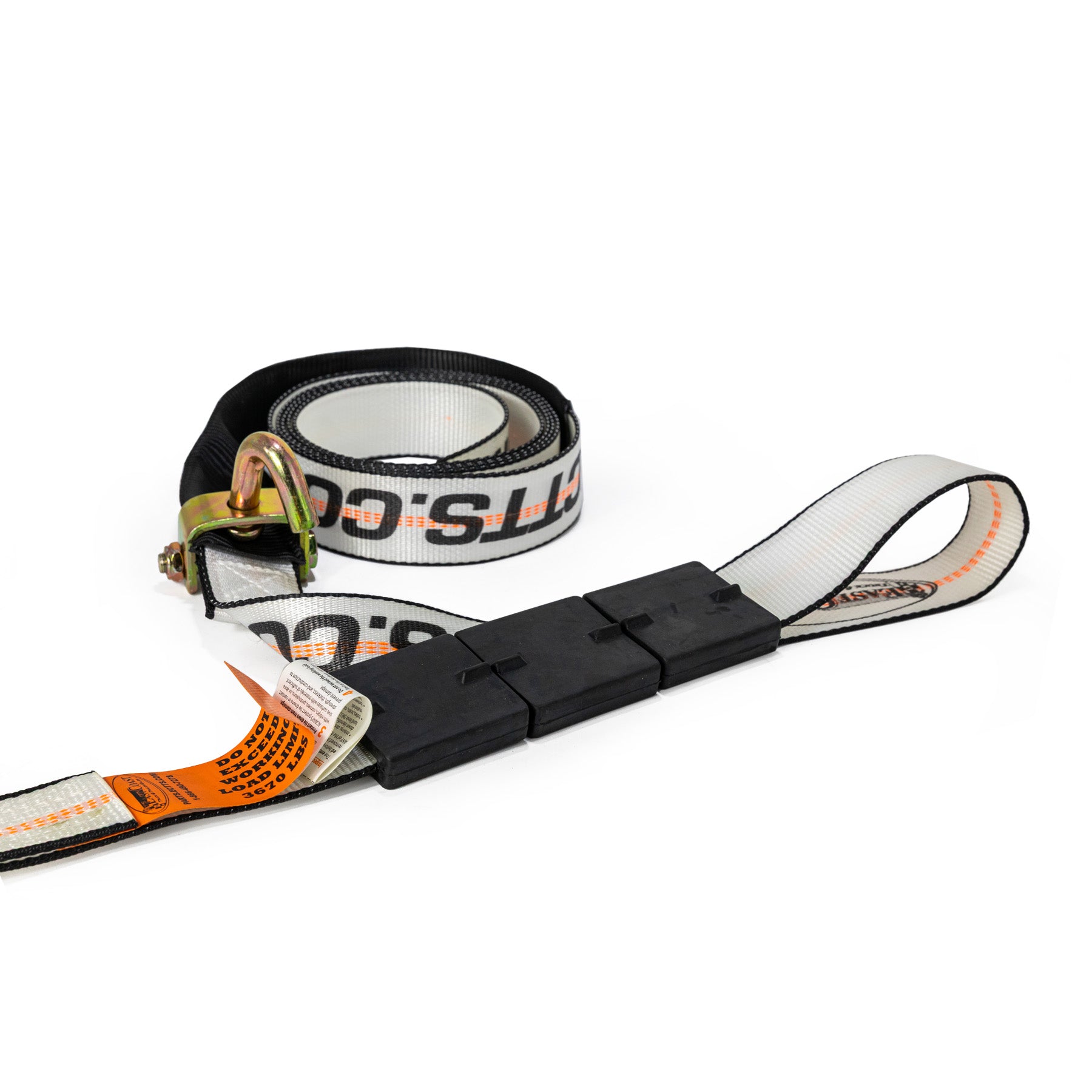 2" x 14 ft. Swivel J Hook HD Tie-Down Strap - WHITE - 3,670 lbs WLL