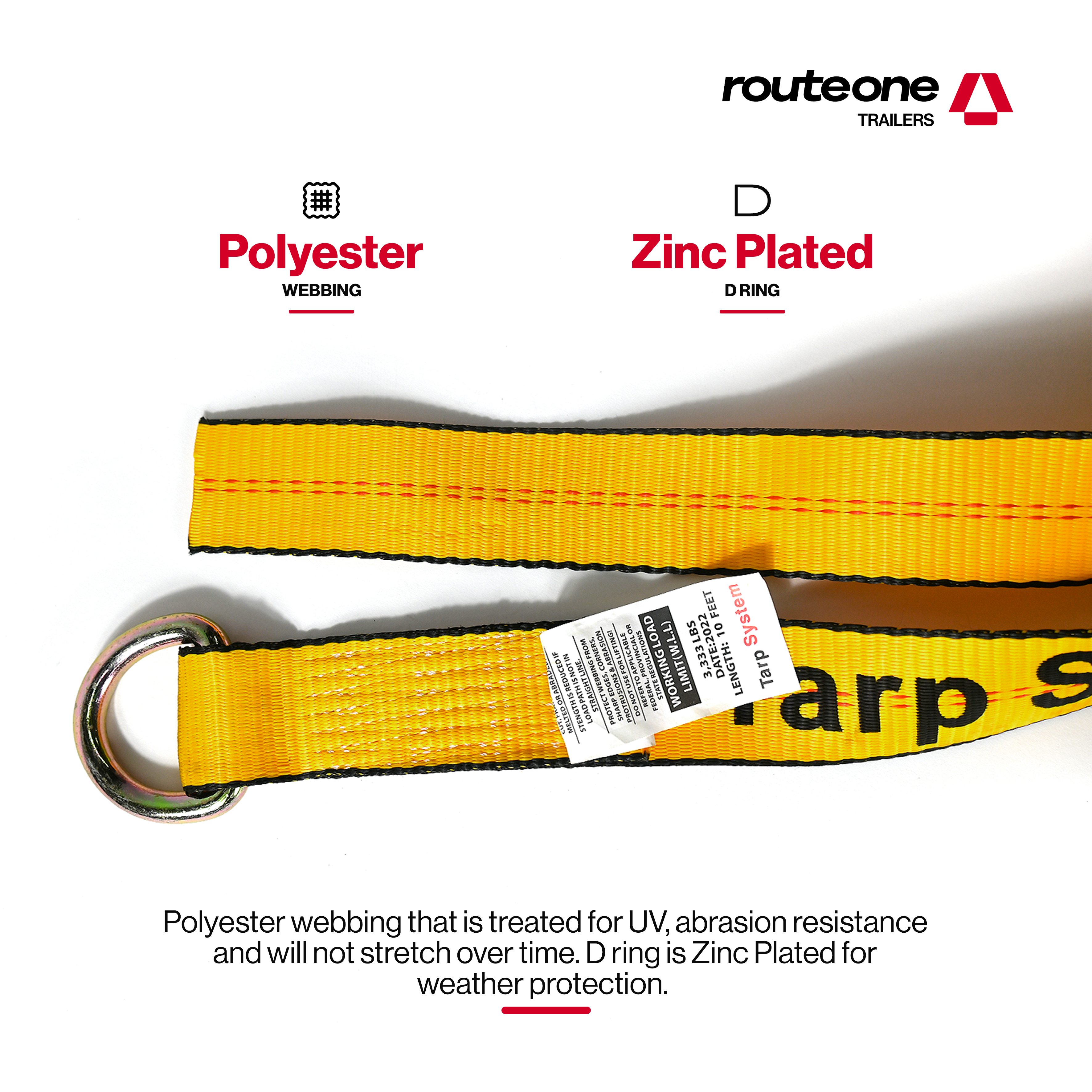 2" x 10' Wheel Strap w D Ring And Sleeve