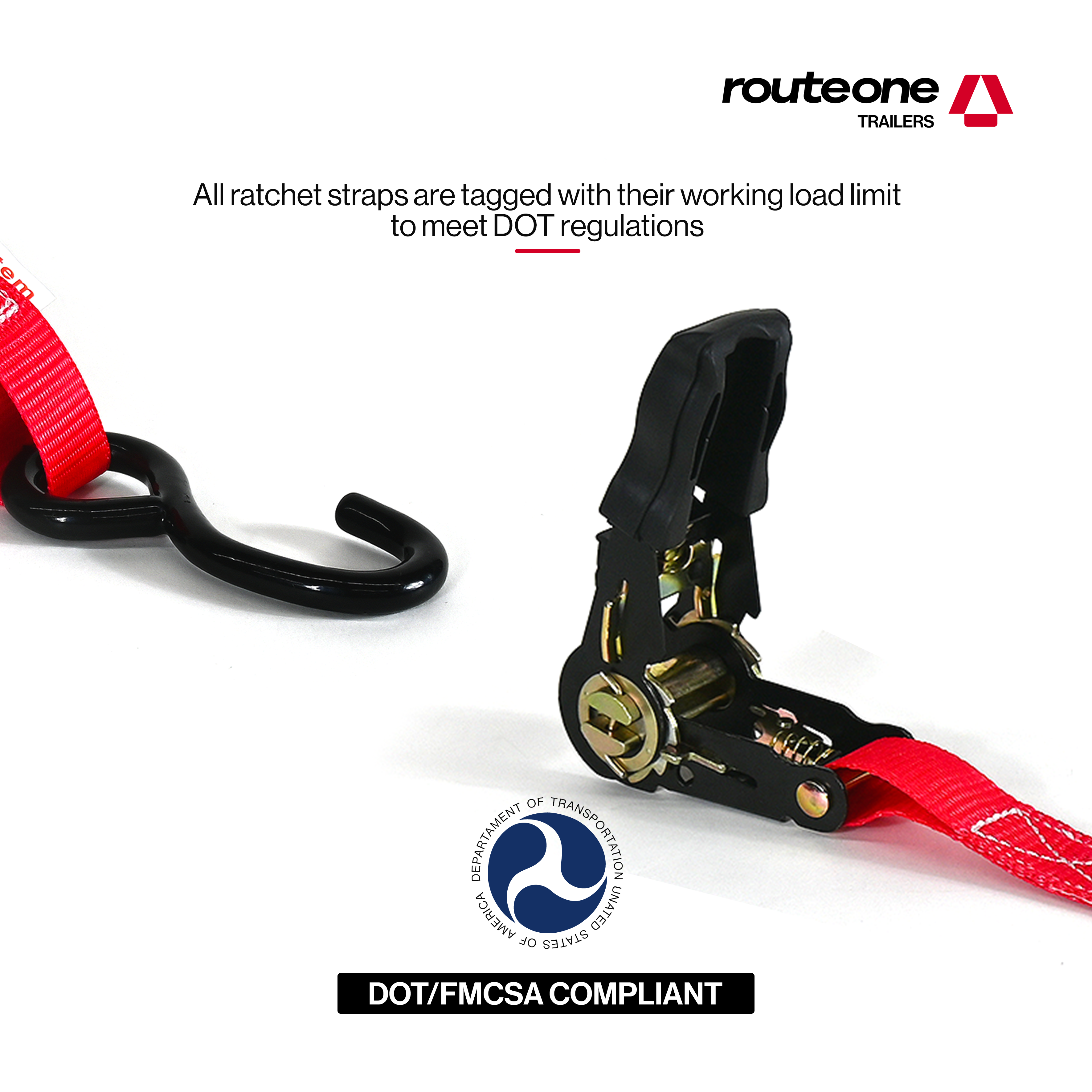 1" x 15' Ratchet Cargo Strap w S Hooks includes loop strap and bag (4 pcs)