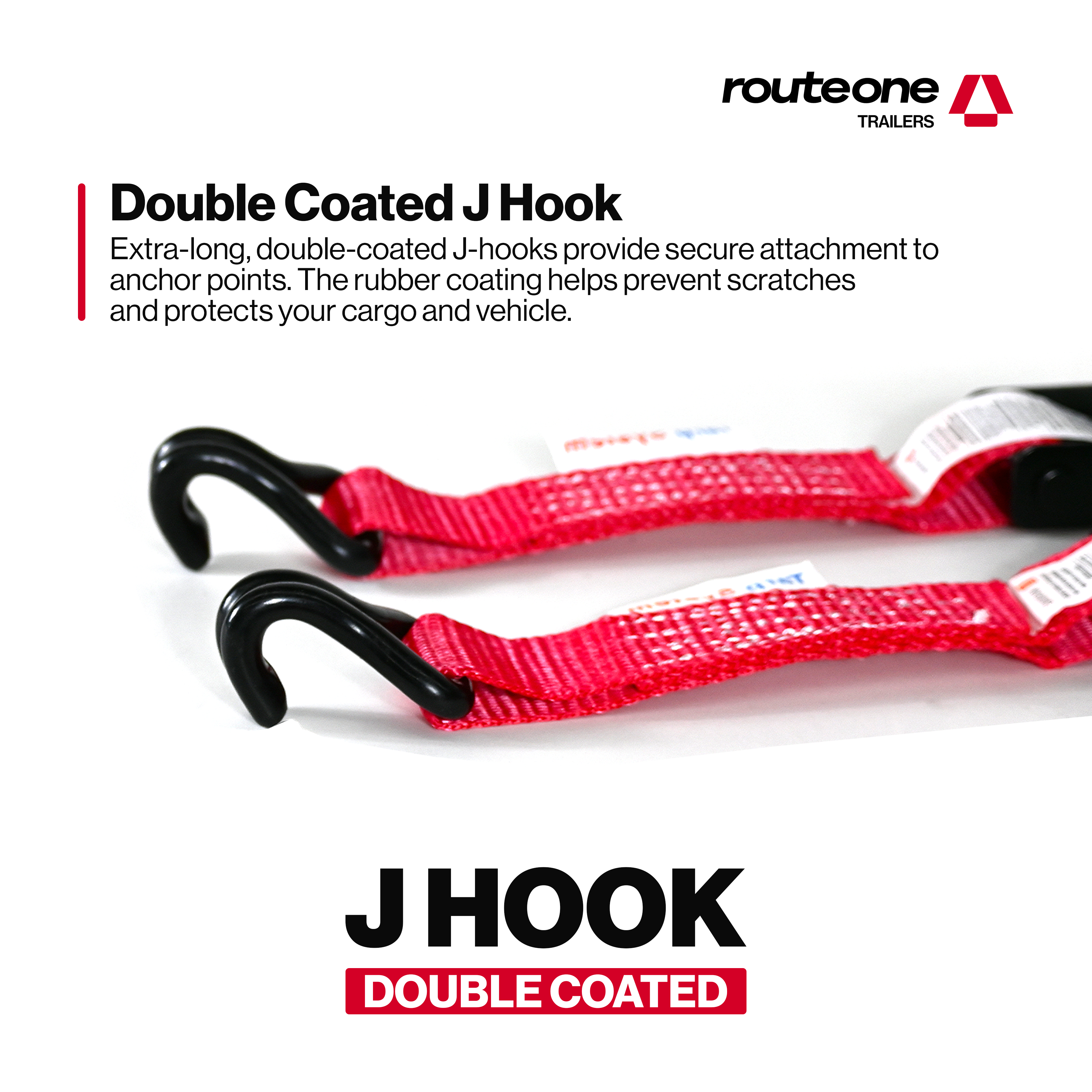 1 1/4" x 15' Cargo Strap w Double J Hook (2 pcs) includes Bag